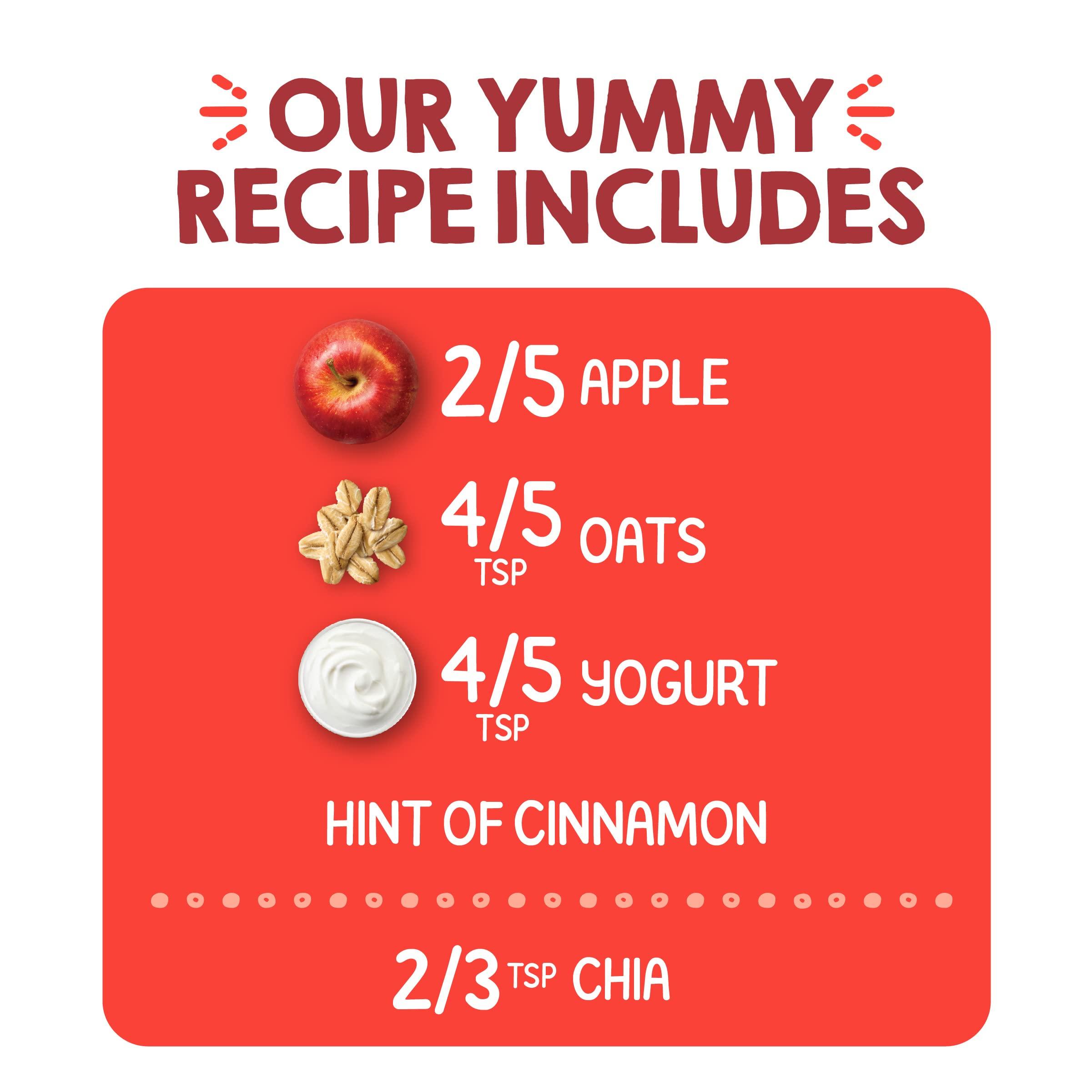 HAPPYTOT Happy Tot Organics Stage 4 Baby Food Pouches, Gluten Free, Super Morning Fruit & Oat Blend, Apple, Cinnamon, Yogurt, Oats & Chia, 4 Oz (Pack of 8)