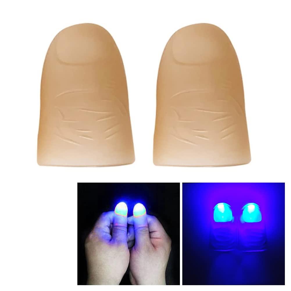 Surakey Surakey 2 Pcs Thumb Light Magic Finger Light Up Thumb Tips LED Finger Lamp Thumbs Light Party Magic Stage Tricks Performance Props Tool for Funny Toys - Blue
