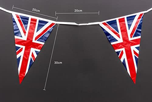 Shatchi SHATCHI 70 Ft Union Jack 50 Triangle Bunting Plastic Olympics Britain Flags Banner UK Decorations, 20m/65ft