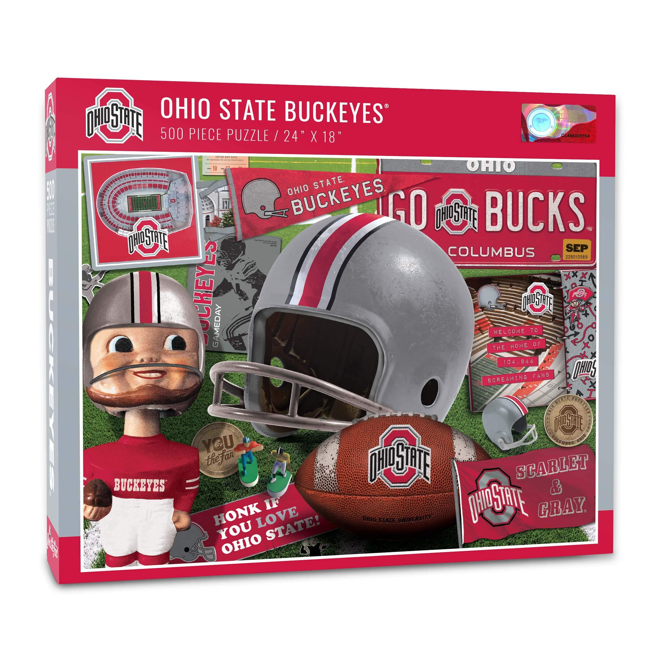 YouTheFan YouTheFan NCAA Ohio State Buckeyes Retro Series Puzzle - 500 Pieces, Team Colors, Large