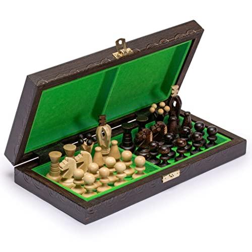 Husaria Husaria European International Chess Wooden Game Set, King\'s Continental - 11.3-Inch Small Size Chess Set with Folding Board and Felt Bottom Chessmen