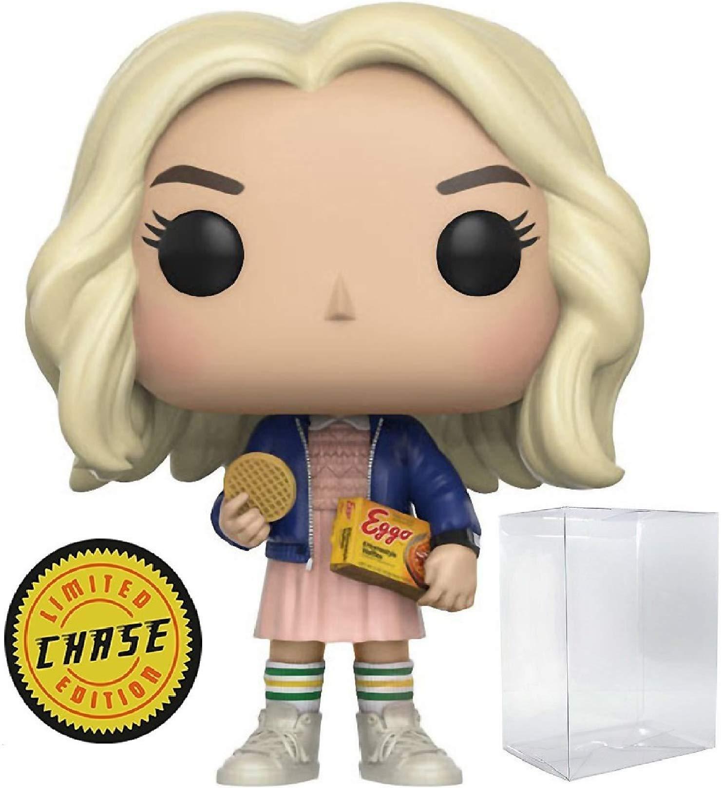 POP Funko POP [Stranger Things] - Eleven in Wig with Eggos Limited Edition Chase Pop! Vinyl Figure (Bundled with Compatible Pop Box Protector Case), Multicolor, 3.75 inches