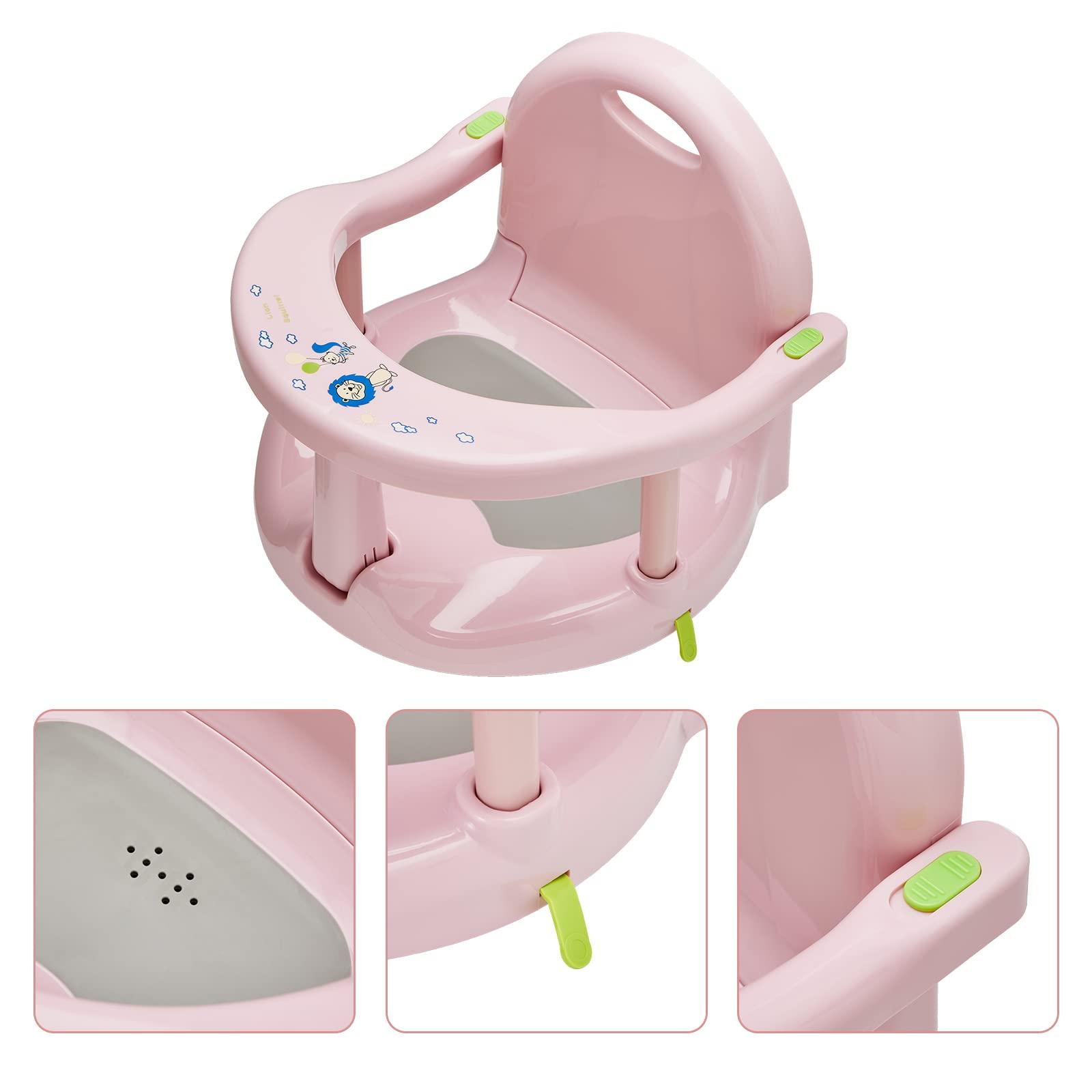 Lucakuins Baby Bathtub Seat, Foldable Baby Bath Seat, Non-Slip Baby Bath Chair for Baby Sitting Up, Surround Baby Shower Chairs Bathroom Seats for Newborn Infant Baby 6-18 Months (Princess Pink)