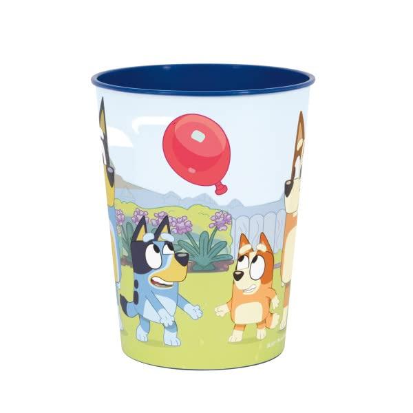 Unique Unique Bluey Birthday Party Supplies Bundle Pack includes 12 Reusable Plastic Cups and 1 Dinosaur Sticker Sheet