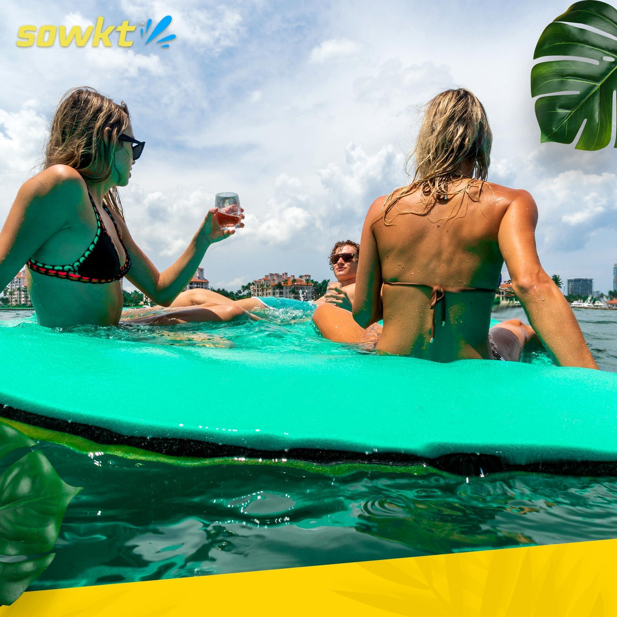 SOWKT SOWKT Lily Pad Floating Mat (18 x 6 ft) - Premium Floating Water Mat for The Lake and Boating - Giant Floating Water Pad for Lakes | Lilly Pad Floating Water Dock, Green/Black/Yellow