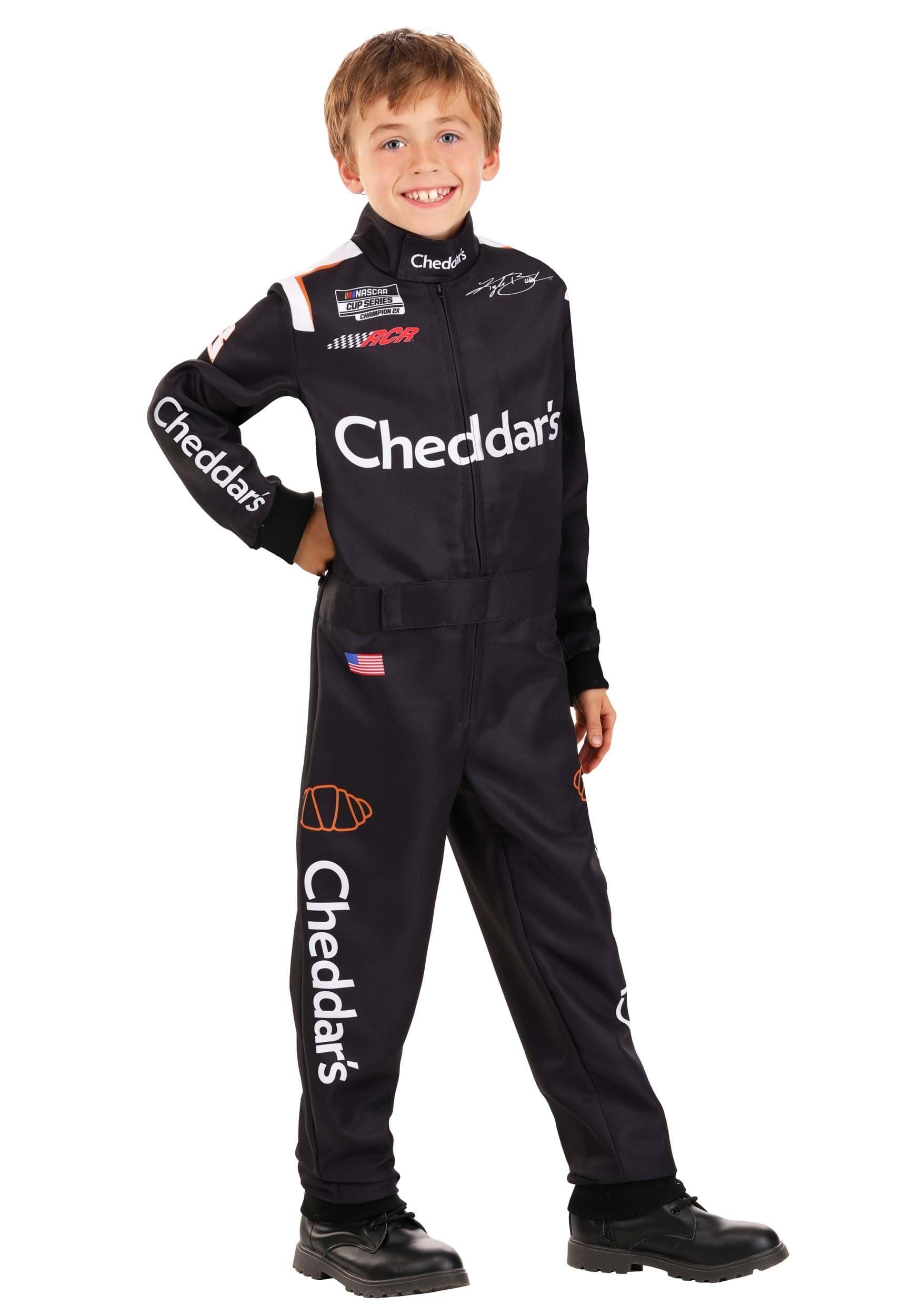 Fun Costumes Boy\'s Official NASCAR Kyle Busch Cheddars Uniform - Kids Racing Jumpsuit Costume | Ideal for Halloween Small
