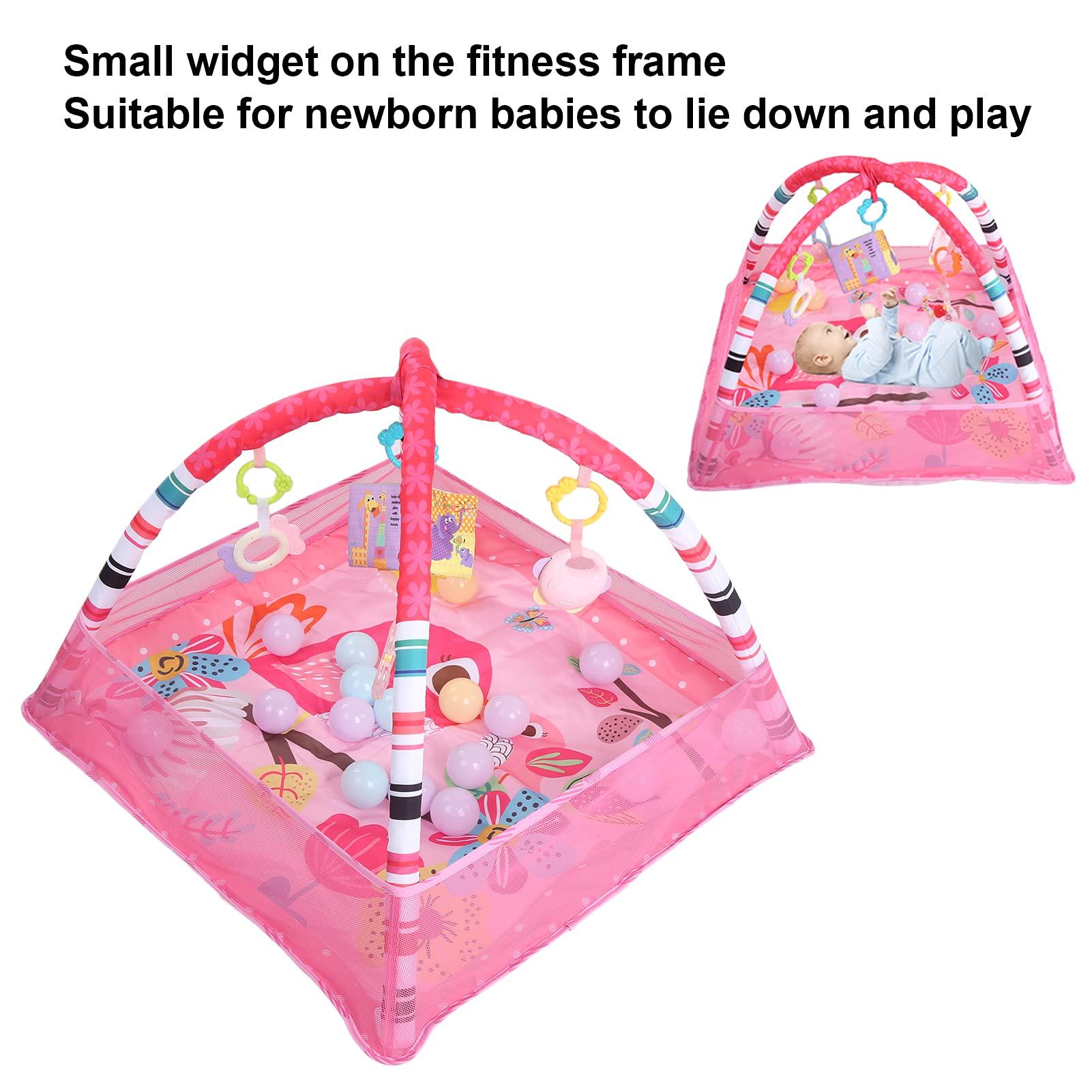 Meiyya Baby Play Mat, Baby Play Gym, 31.5 x 31.5 x 21.6in Baby Playmat Gym Infant Gym Exercise Baby's Visual Baby Gym Baby Activity Mat for Newborn Sensory Play(Pink)