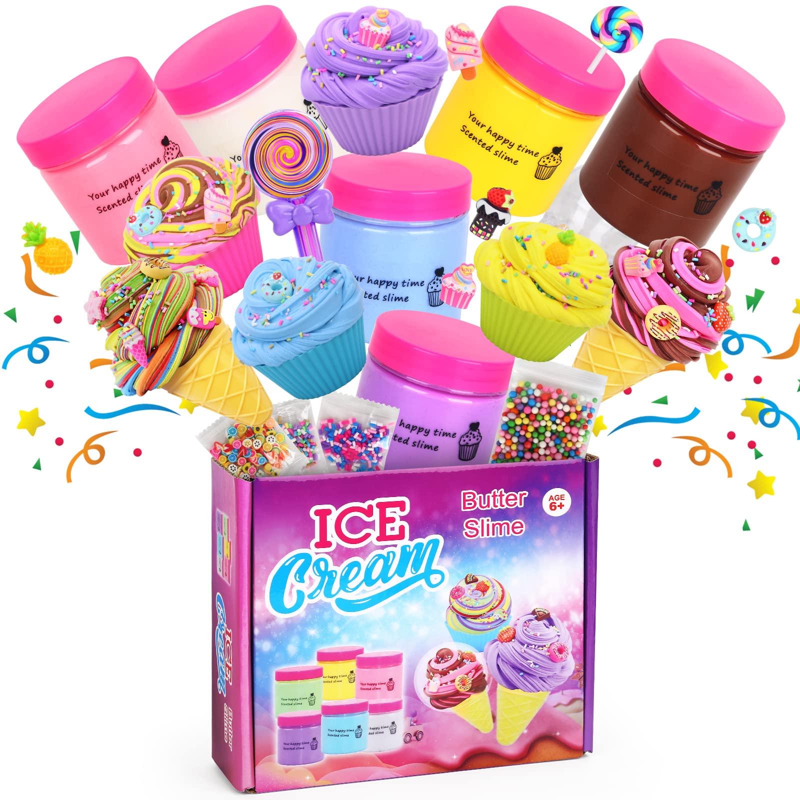 Elover Elover Ice Cream Slime Kit for Girls and Boys Fluffy DIY Slime Toys Gifts Make Ice Cream Slimes 6 Color