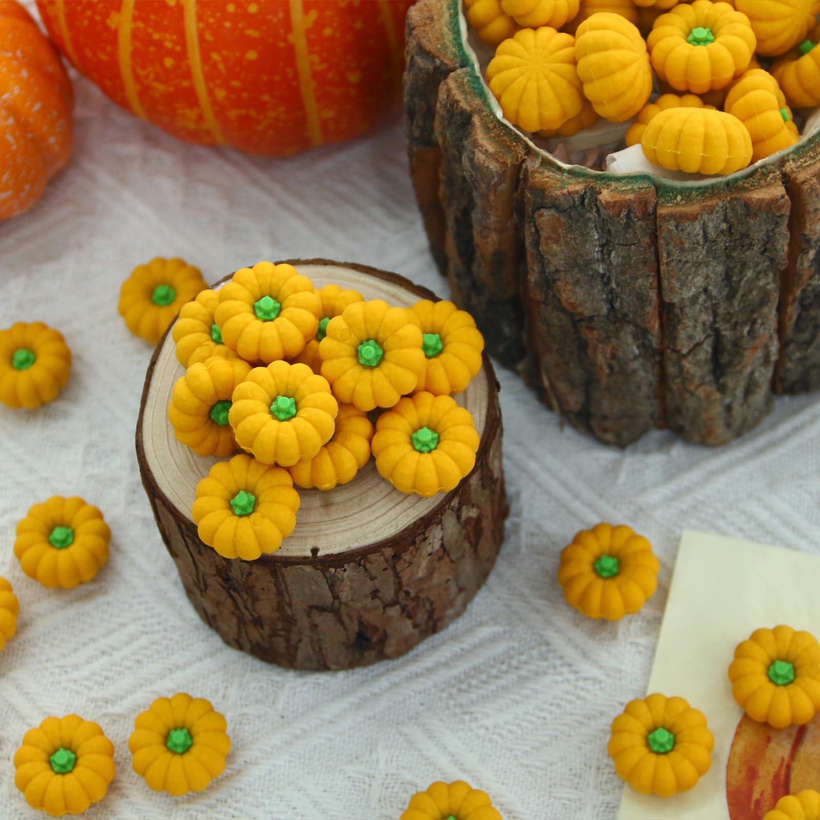Wolpark Wolpark Pumpkin Erasers Fall 3D Mini Erasers 30pcs Novelty Puzzle Pencil Eraser Halloween Autumn Thanksgiving Party Favor Stationery for Kids Students Treasure Box Classroom Prizes School Supplies