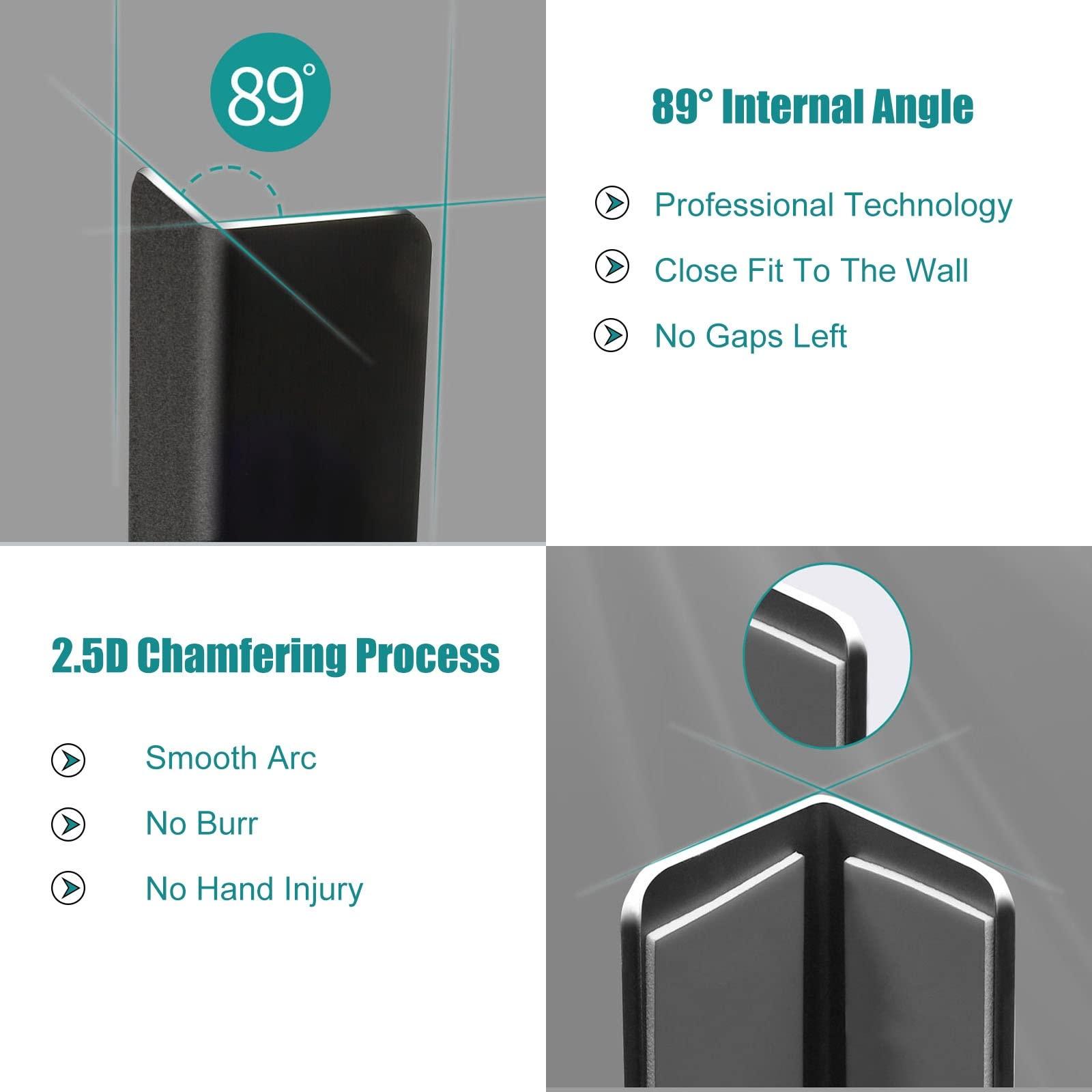 SRNSAEB Wall Corner Guard Black Self Adhesive, Aluminum Wall Corner Guard Edge Protector to Protect Walls and Home Decor, 2 3 4cm Width (Color : 2cm/0.8in Width, Size : 80cm/31.5in)