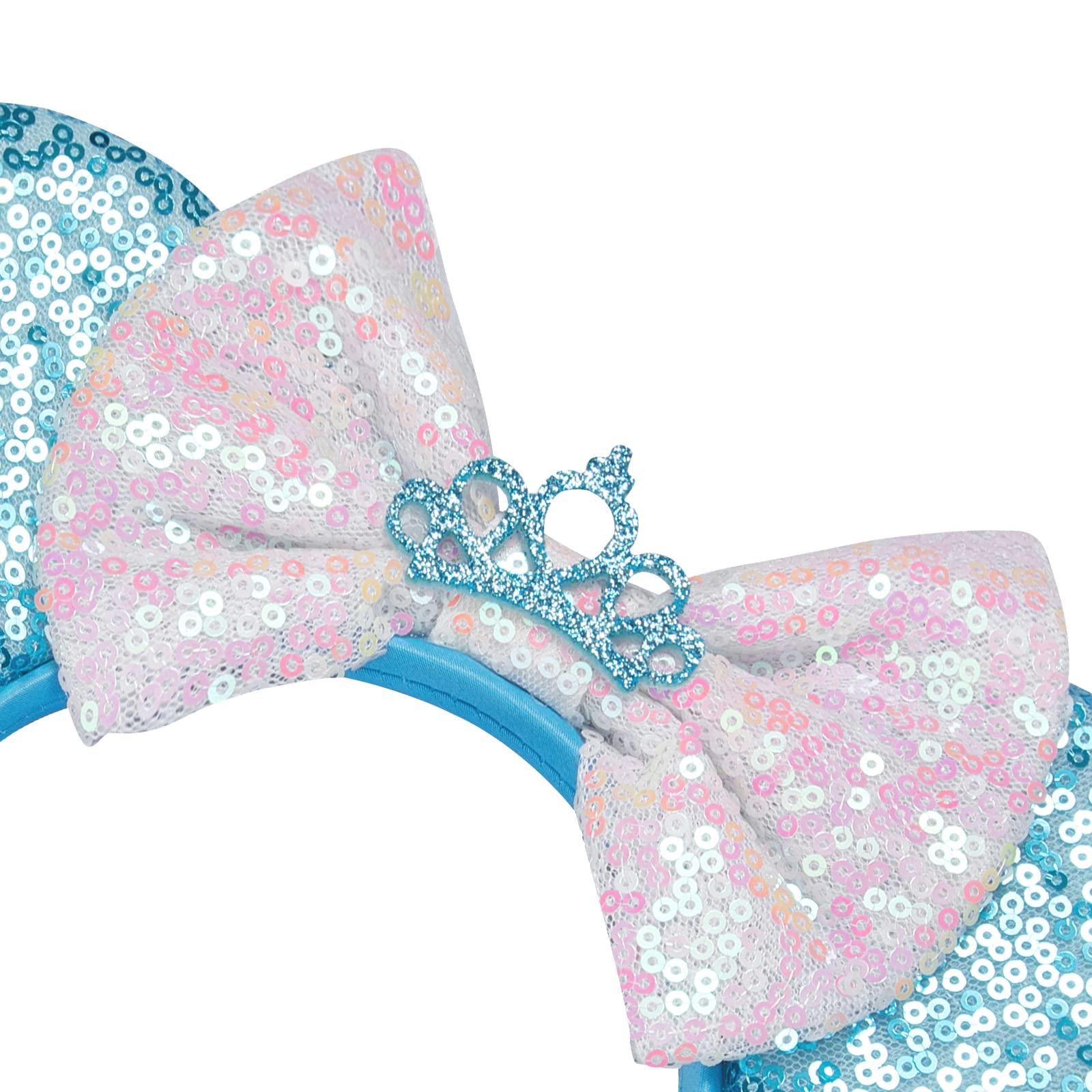FANYITY FANYITY Mouse Costume Ears,2 Pcs Mouse Ears Headbands for Girls & Women Party,Size Free (Blue Crown 2)