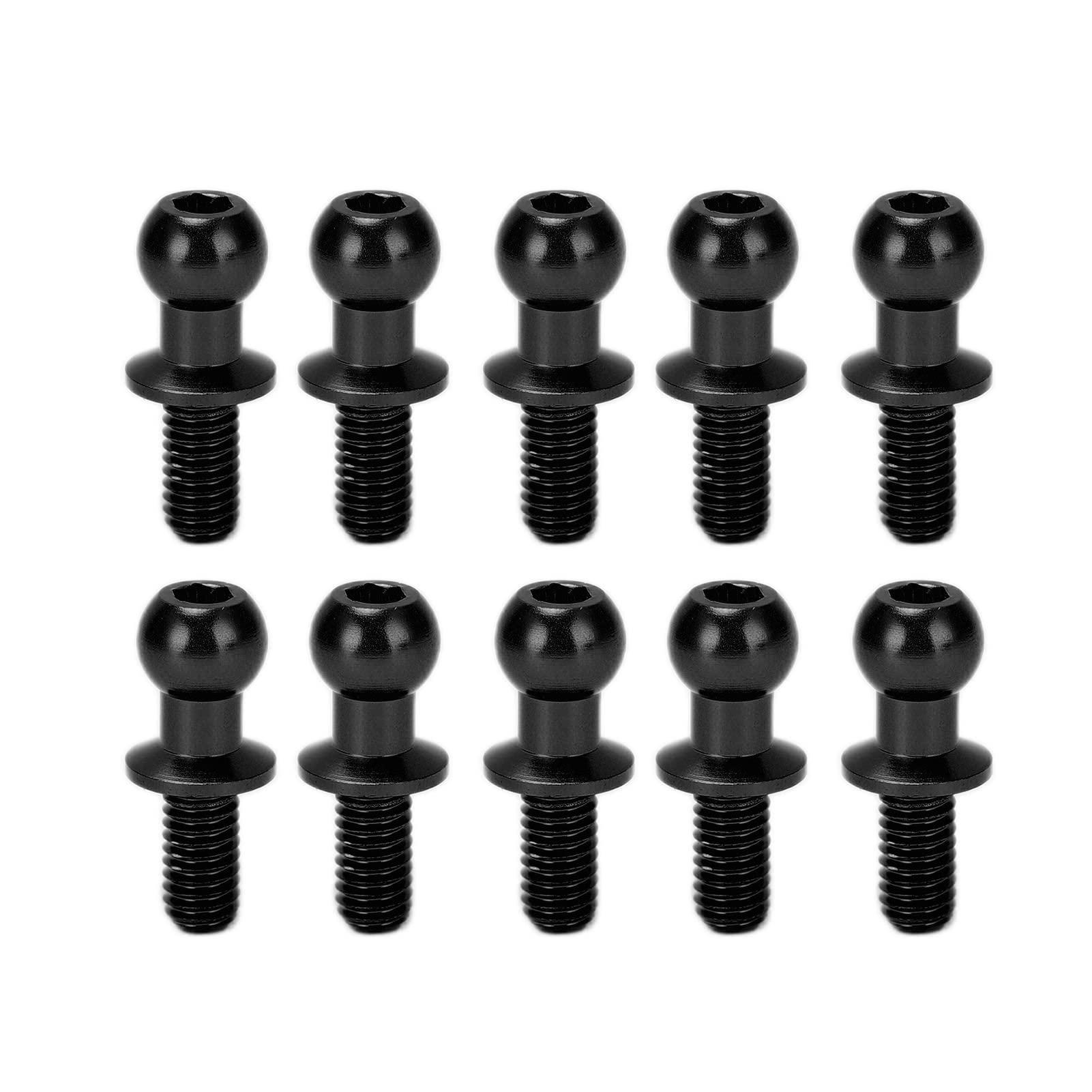 MUNEFE MUNEFE 10pcs Stud, Rc Link Rod Ends, Link Track Rod, Ideal for Providin A oothly, Stable Ride(Black)