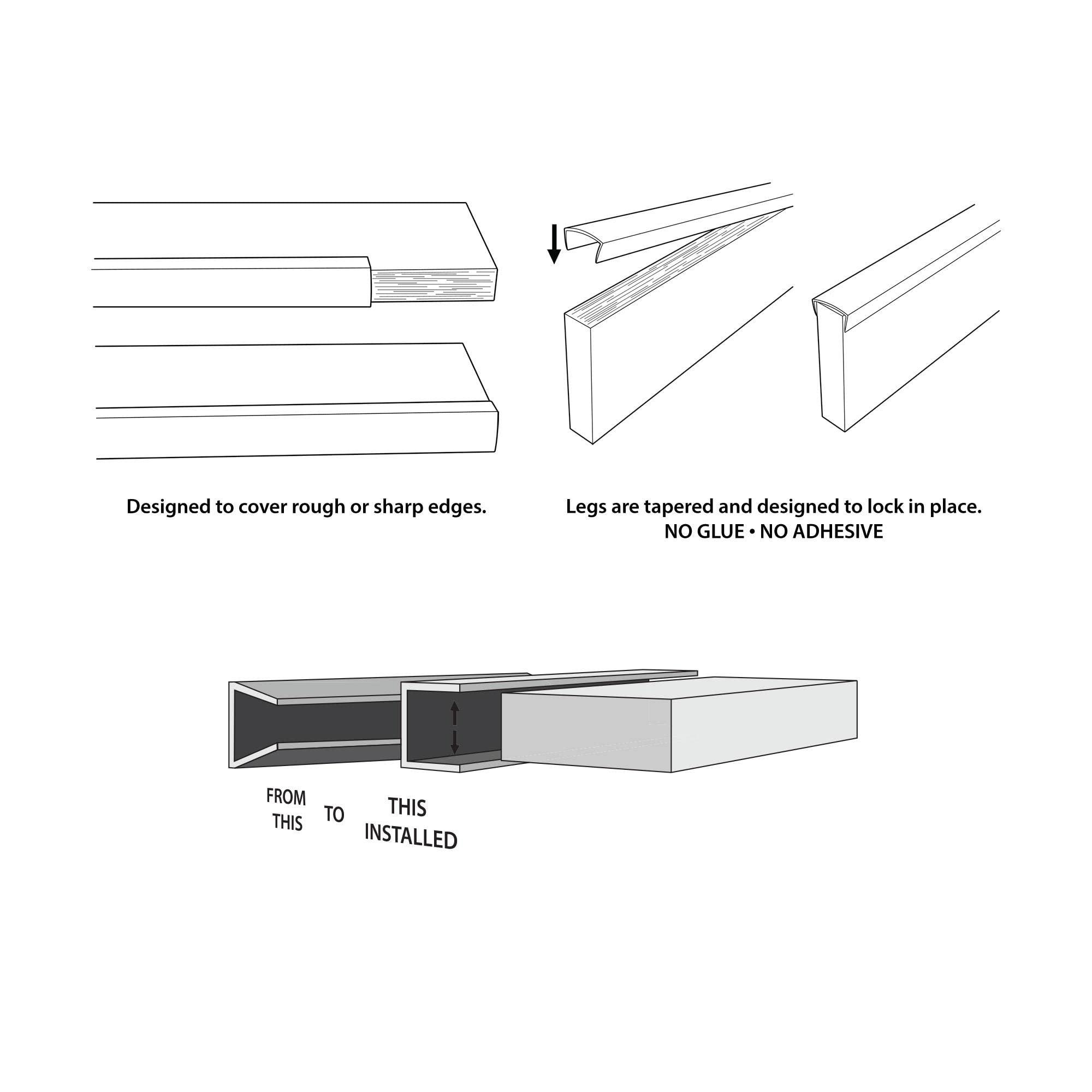 OUTWATER Outwater Plastics White 3/8'' Rigid PVC Plastic U-Channel/C-Channel 72 Inch Lengths (Pack of 10 Pieces, 60 feet Total)