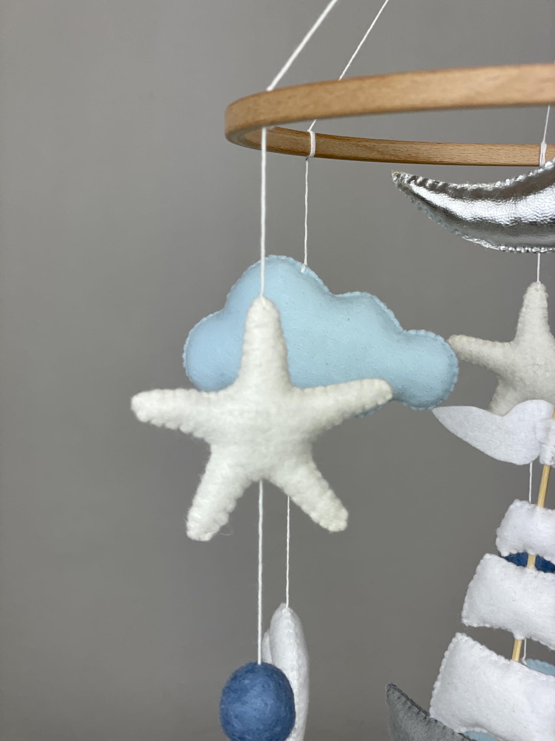 ToysCentral Basics Ocean baby mobile boy Ship mobile Crib baby mobile Nautical theme nursery decor Sea mobile Felt hanging mobile coastal