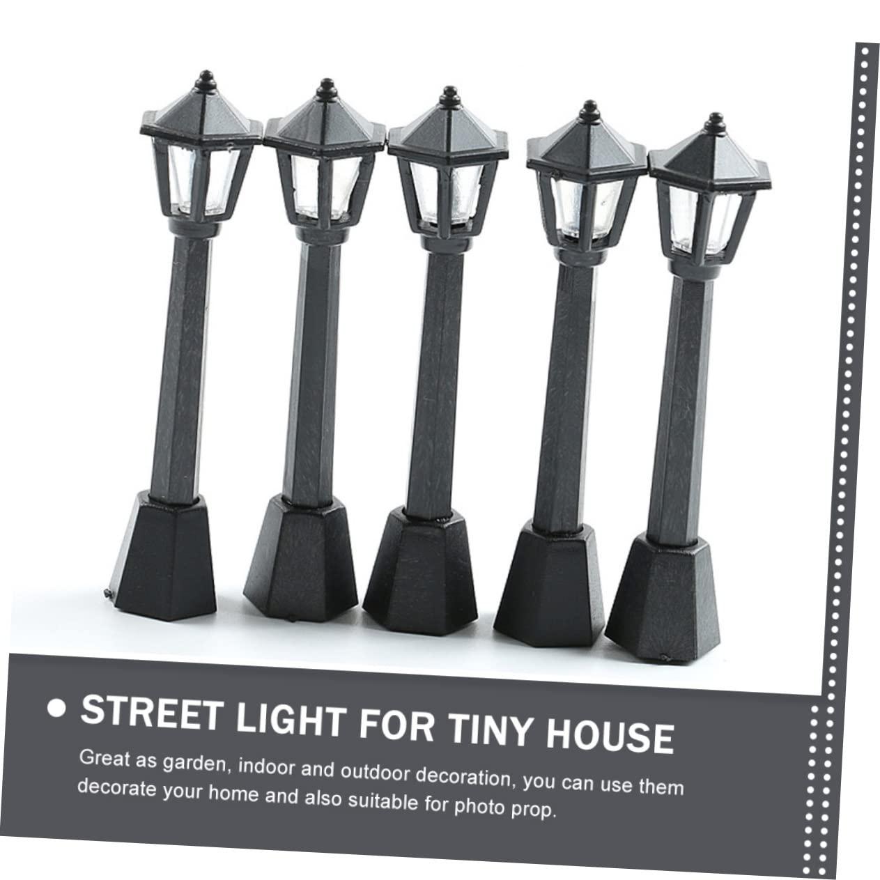 Angoily Angoily 24 Pcs Mini Street Light Mini Street Lamps Post Miniature Christmas Village Railway Train Lamp Model Mini Decor Mini House Fake Street Light Prop Plastic Small Street Light Vintage