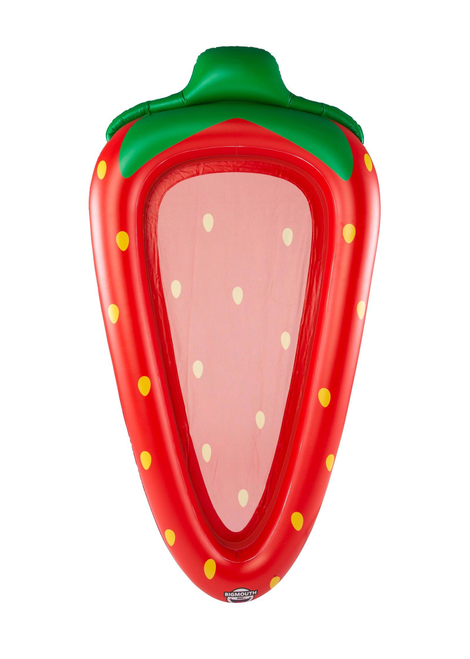 BigMouth BigMouth Inc. Large Funny Inflatable Raft, Guarded Sides & Headrest, 6 ft Long Heavy Duty Pool Float - Strawberry