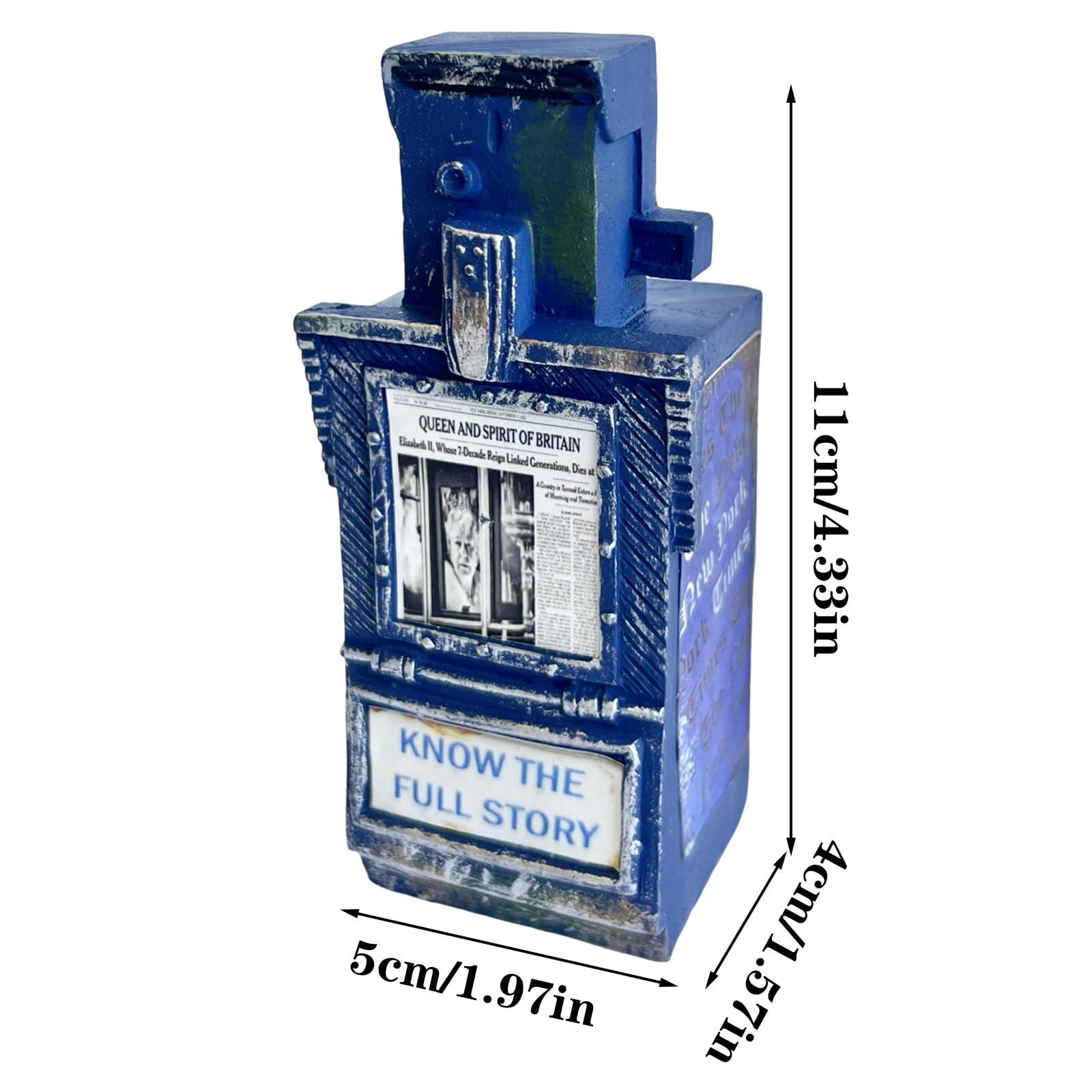 Generic Miniature American Payphone in 1:12 Scale, Mini Vintage Style Phone Booth Mailbox Model Decoration, Suitable for Collection and Scene Building Mini Dollhouse Furniture Accessories (Newspaper Box A)