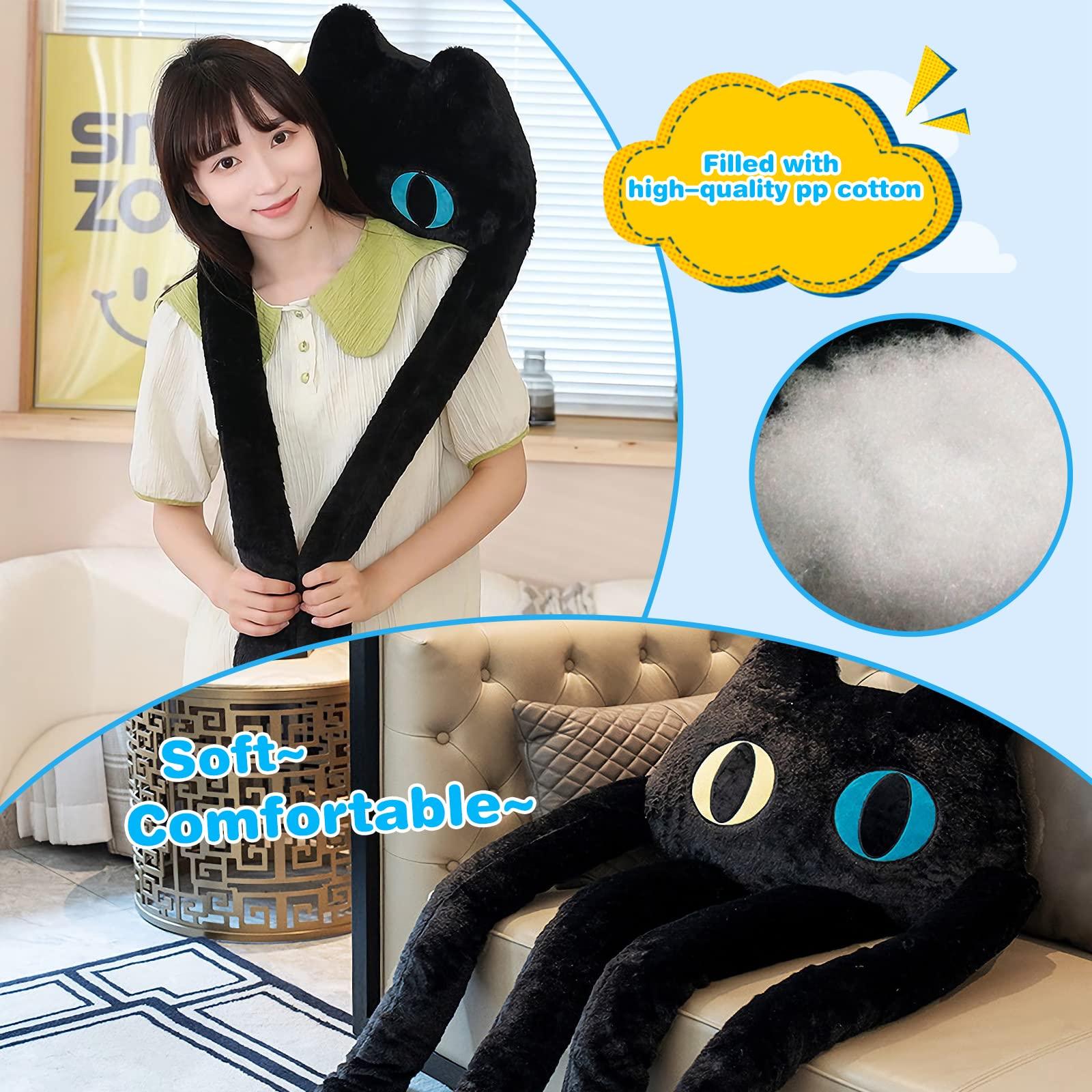 vitegaw vitegaw Long Cat Plush Pillow, 39\" Cute Black Cat Stuffed Animals Kawaii Soft Plushies,Big Plush Toys Gift for Girlfriend Kids