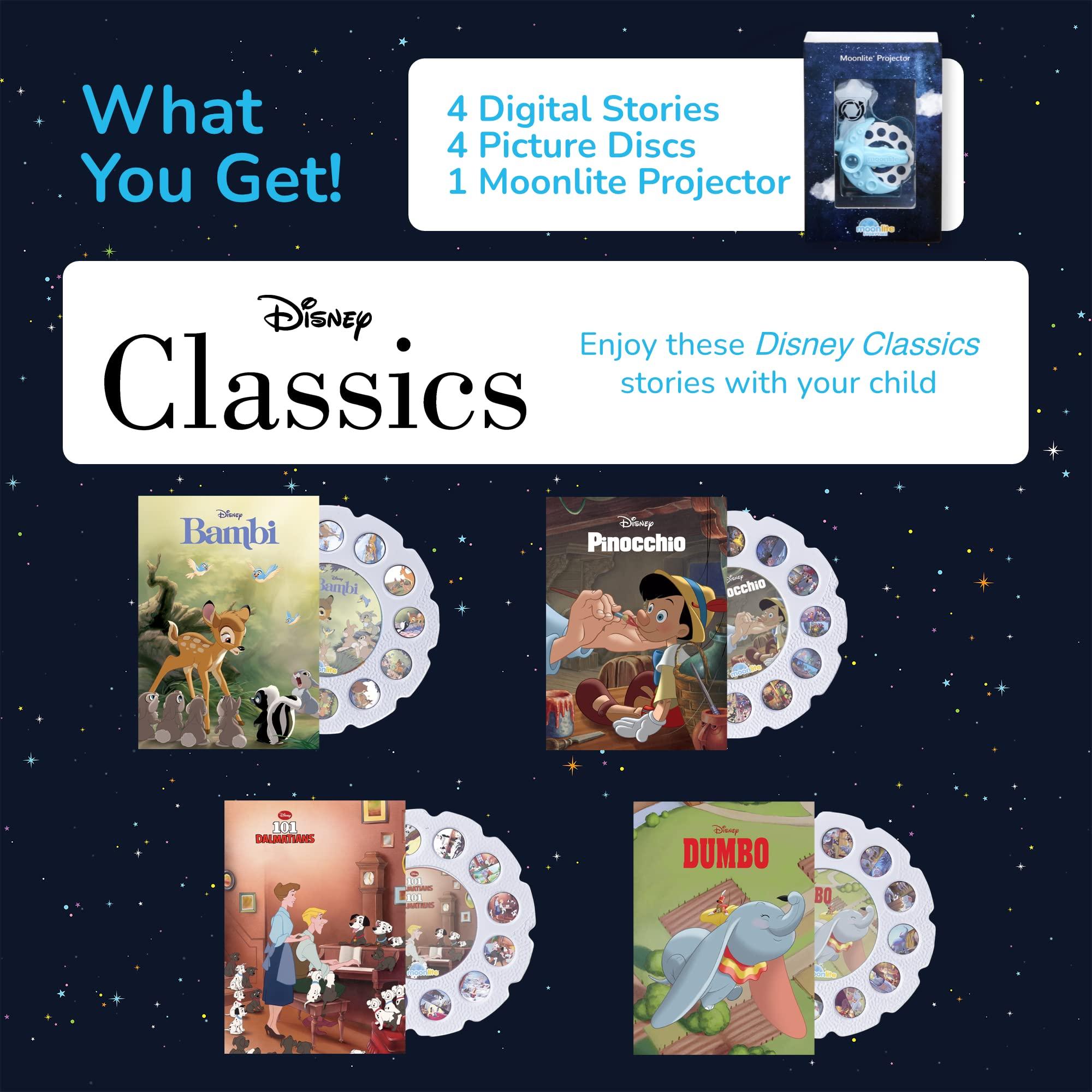 Moonlite Moonlite Storytime Mini Projector with 4 Classic Disney Stories, A Magical Way to Read Together, Digital Storybooks, Fun Sound Effects, Learning Gifts for Kids Ages 1 and Up