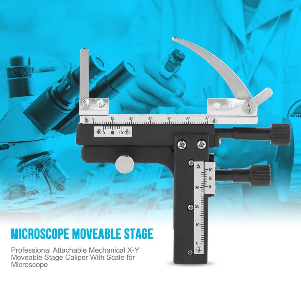 Zetiling Microscope Moveable Stage,Attachable Caliper Vernier with Scale Microscope Attachable Mechanical Stage X-Y High-Precision Vernier Biological