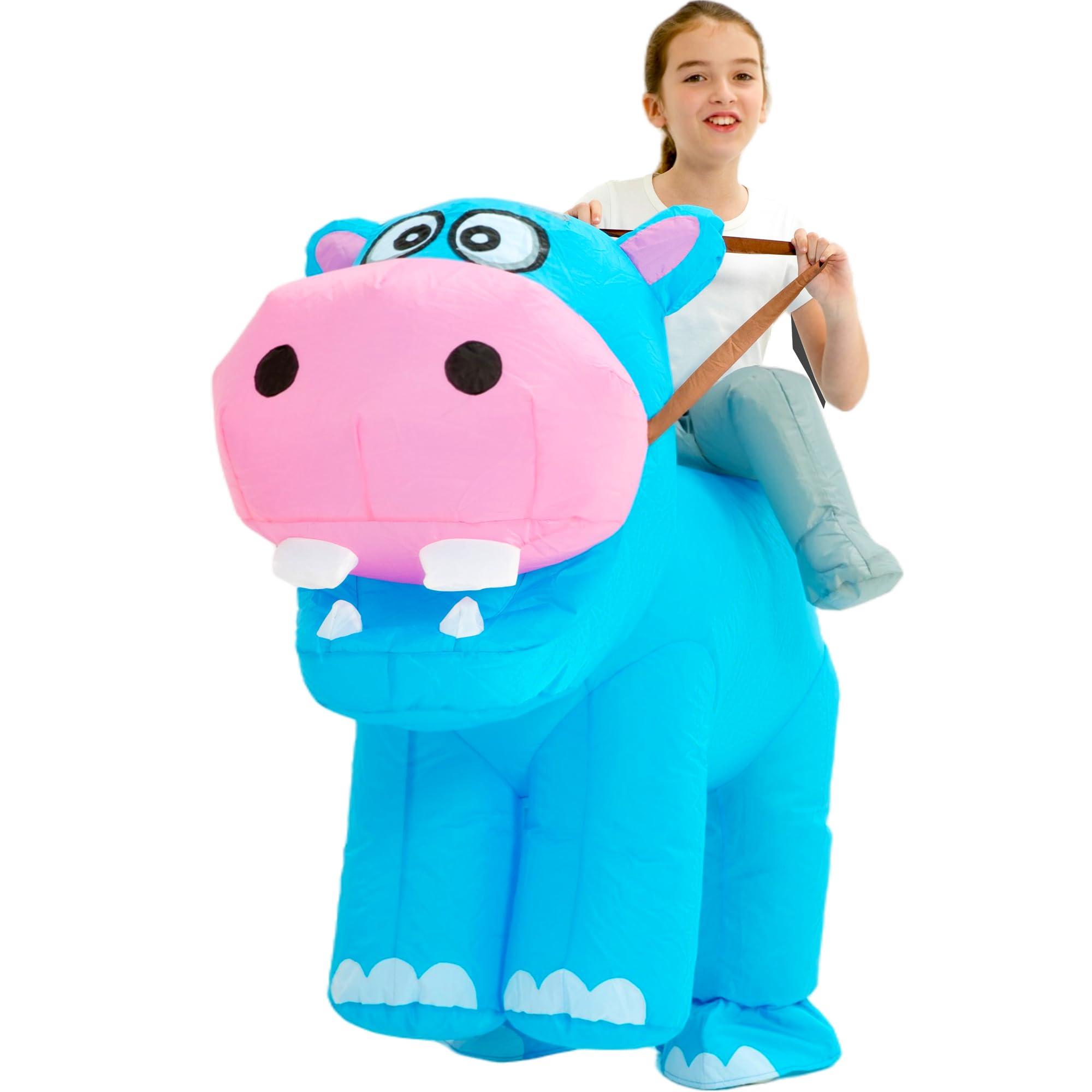 One Casa One Casa Blow Up Party Costume,Inflatable Costumes for Kids,Riding Hippo Costume,Halloween Costumes for Girls Boys (4-6YRS)