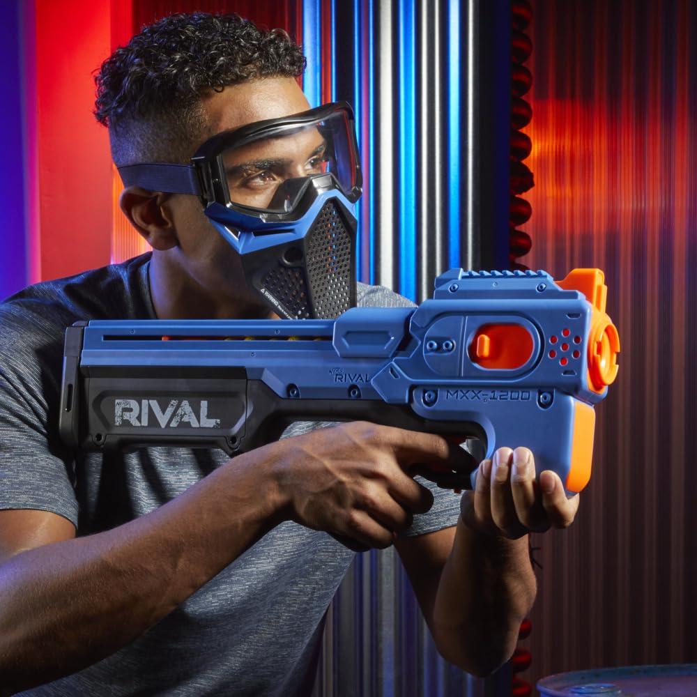 NERF NERF Rival Charger MXX-1200 Motorized Blaster - 12-Round Capacity, 100 FPS Velocity - Includes 24 Official Rival Rounds - Team Blue
