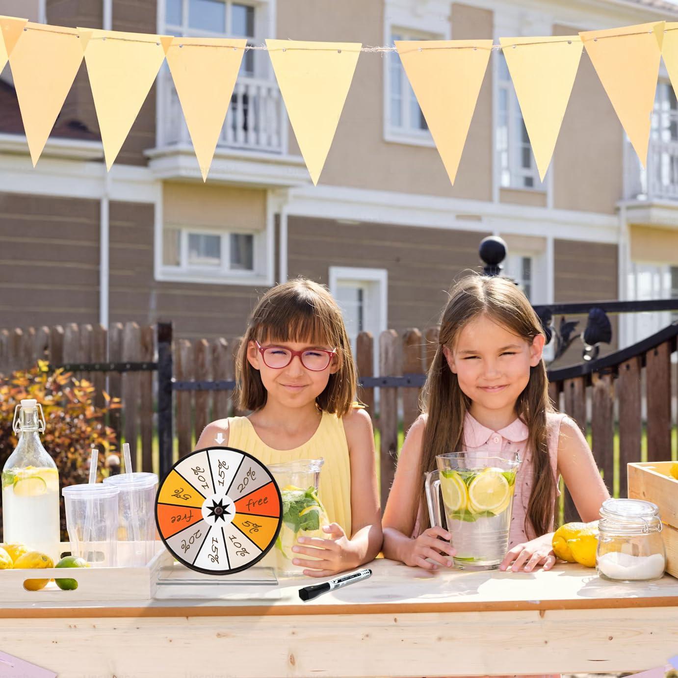 iobiotio iobiotio Small Prize Wheel with Pen, 6 inch Spinning Wheel for Prizes with Stand, 10 Slots Color Small Tabletop Roulette Spinner, Easy Assembly and Erasable, Portable, 6 inch, Arylic Clear