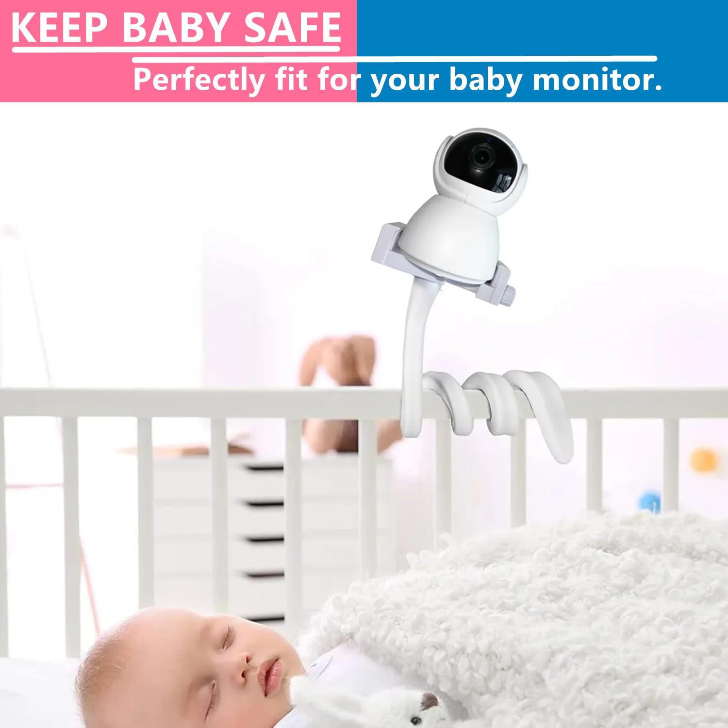 goldhik Baby Monitor Mount for Crib, Universal Baby Camera Mount Compatible for Infant Optics DXR-8 Pro, HB65/HB66 and Most Other Baby Monitors, Versatile Baby Monitor Stand with Clip