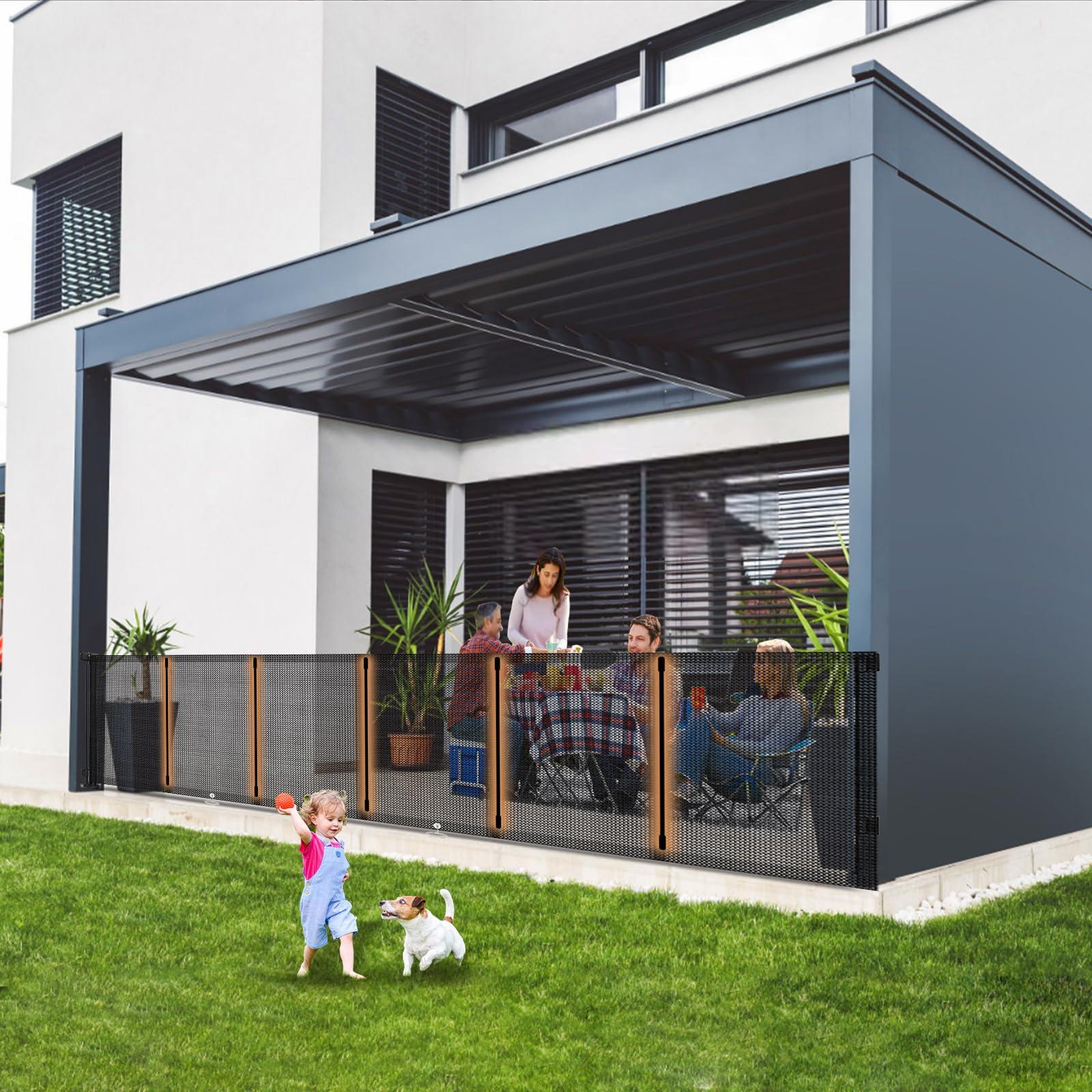 Singdur 150 Inches Extra Wide Retractable Baby Gates,42" Extra Tall mesh Baby gate Retractable, Stairs, Long Baby Gates Indoor Extra Long, Hallways and Doorways, Indoor/Outdoor Use, Black