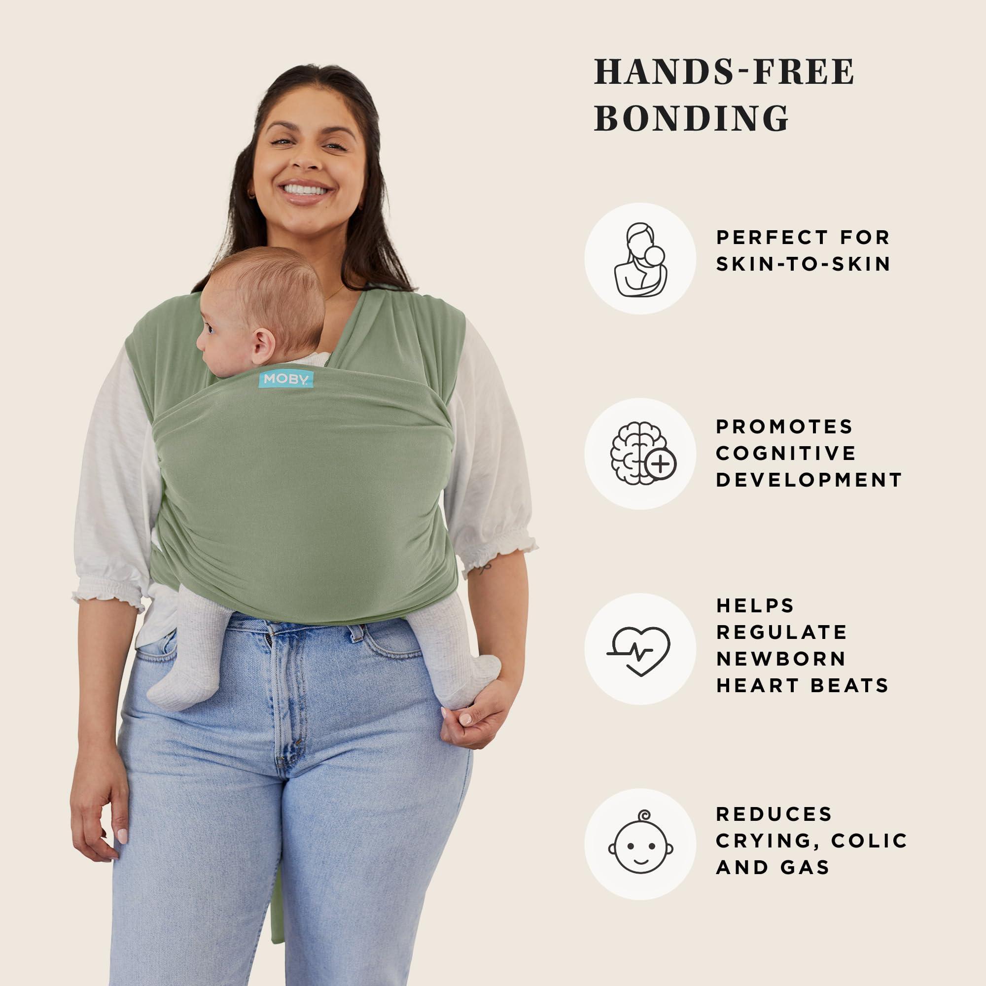 Moby Moby Baby Wrap Carrier Classic for Newborns to Toddlers (8-33lbs), Infant Sling Carrier, Lightweight & Hands Free Design, Adjustable for All Body Types (Pear)