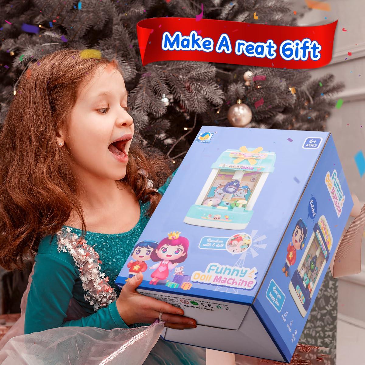 LOYO LOYO Claw Machine for Kids, Mini Vending Machine with 30Pcs Toys, Candy Dispenser Arcade Game for Kids 6 7 8 9 10 Birthday Gifts (Blue)