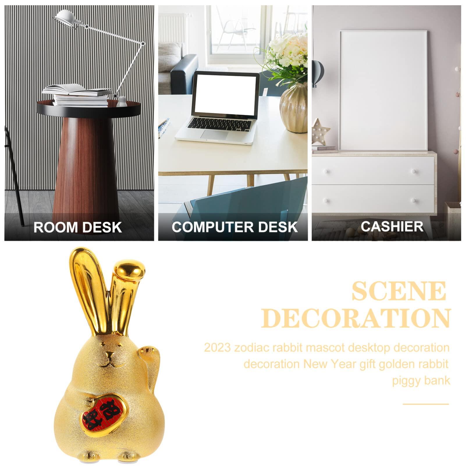 FOMIYES FOMIYES Rabbit Piggy Bank Rabbit Amulet Figurine Money Saving Jar Easter Bunny Decorations Chinese Feng Shui Figurine Chinese New Year Coin Bank Bunny Figurine Ceramics Puppet Child Lucky