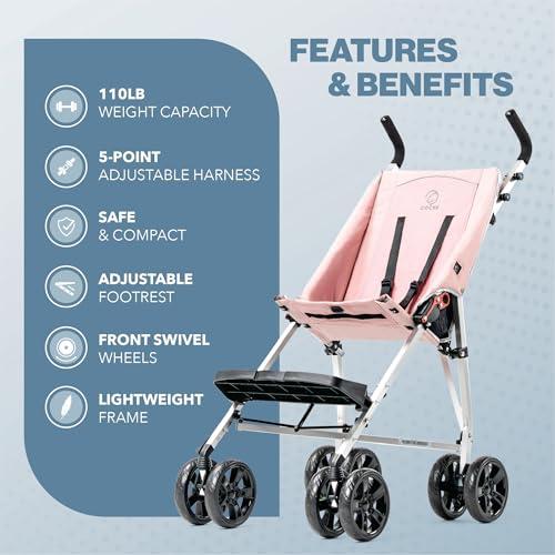Coche Coche XL Special Needs Stroller, Disability Stroller for Older Child, Larger Size Pushchair, Easy Folding System, Lightweight Aluminum Frame (Pink)
