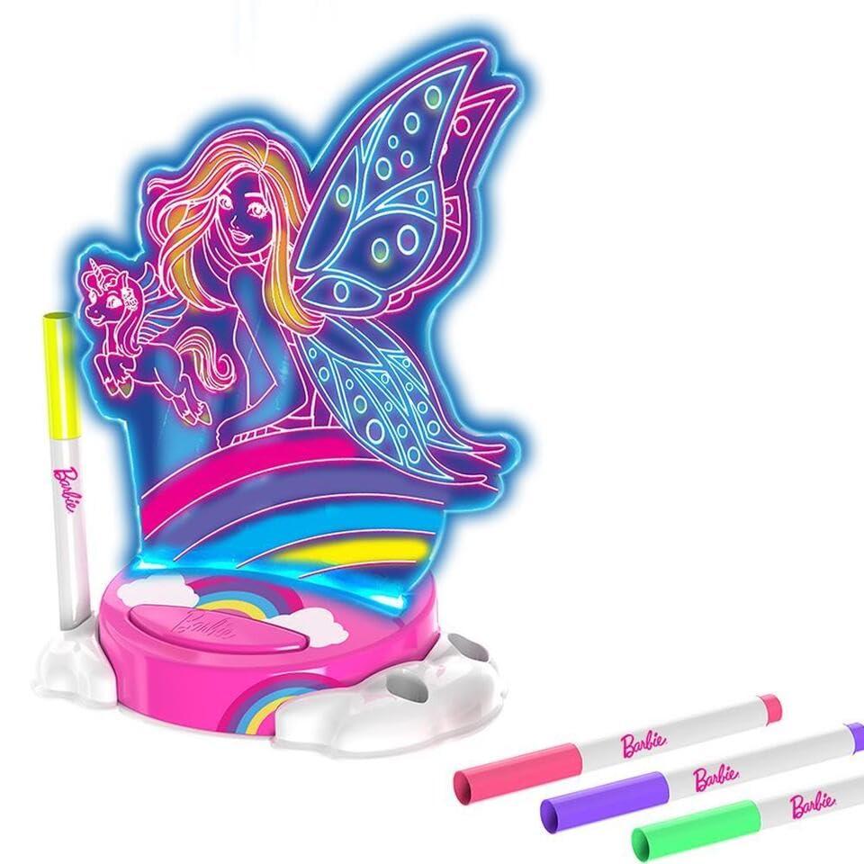 Barbie Barbie Fairy Glow Paint N\' Light | Glow Paint and Light Kit | 4 Markers & LED Lamp Base | Night Light | Creative Play| Arts & Crafts| Ages 3 Plus