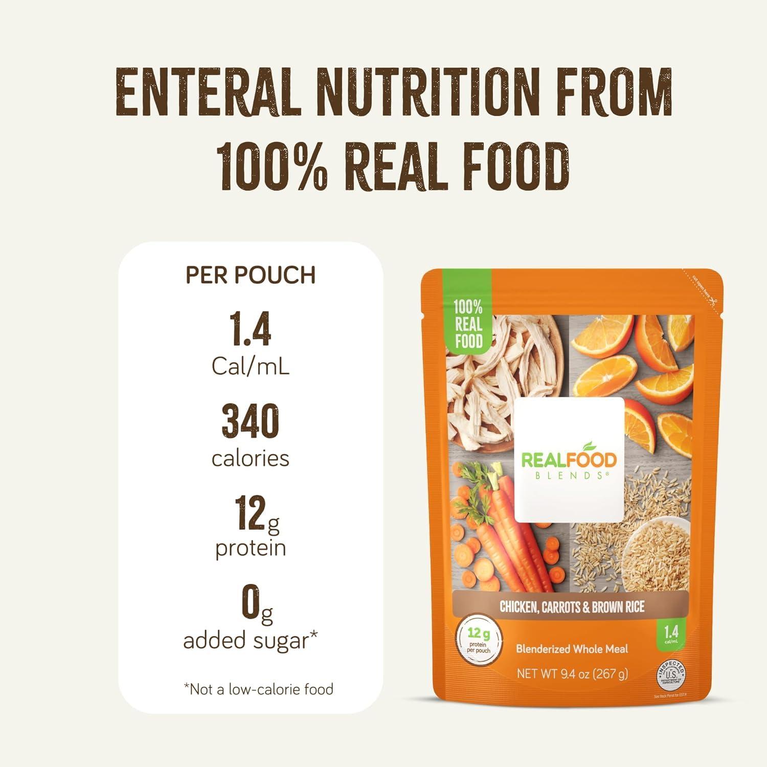 REAL FOOD BLENDS Real Food Blends Variety Pack - Pureed Food Meals for Tube Feeding with Protein, Vegetables & Fruits - 320340 Calories Per Pouch for Lunch & Dinner - 9.4 oz (Pack of 12)