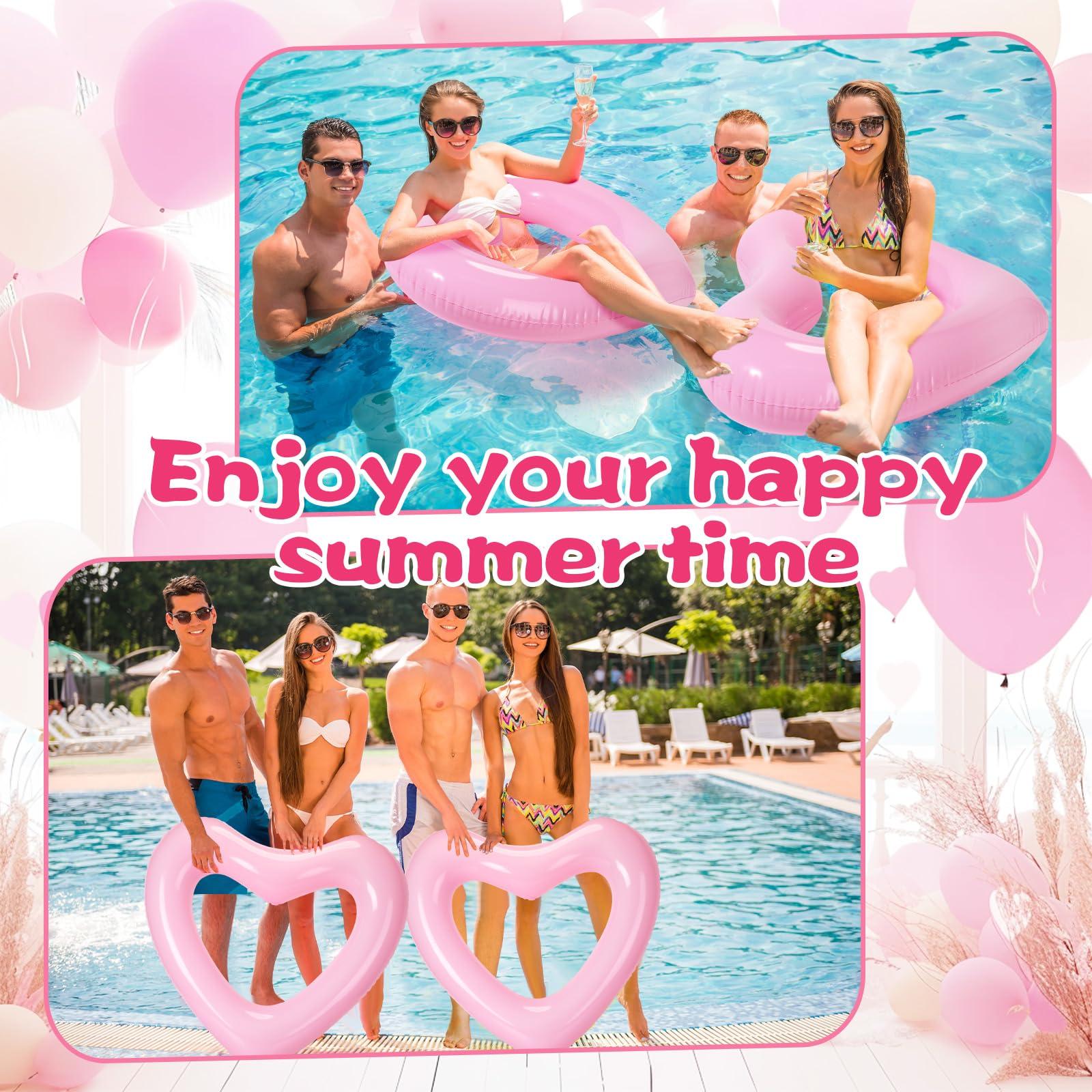 Lenwen Lenwen 6 Pack Inflatable Heart Pool Float 43''/ 31'' Blow up Heart Shaped Swimming Tube for Valentines Wedding Bachelorette Bride Pool Floaty Beach Party Toys Gifts(Pink)