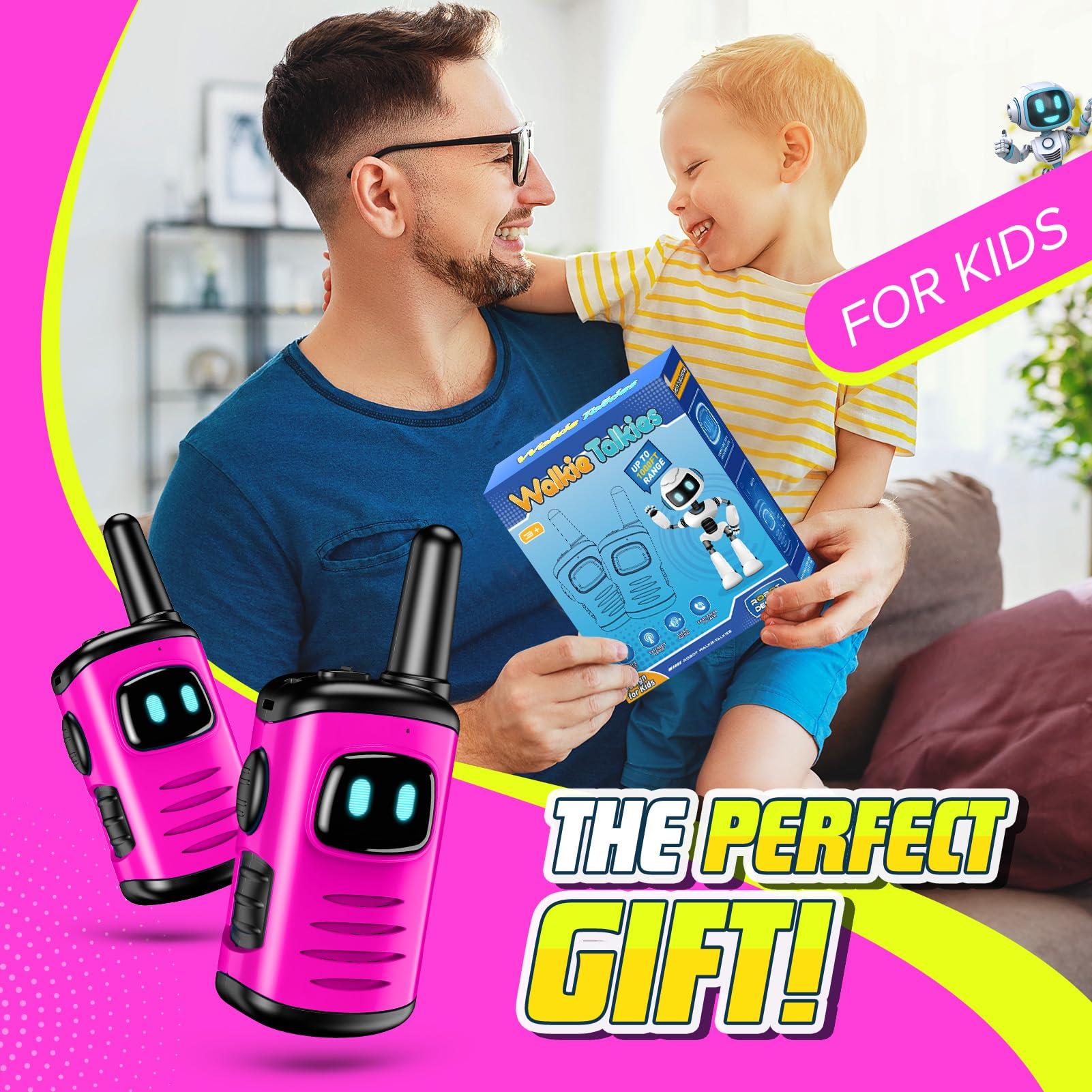 comedyfun Kids Walkie Talkies Toys for Girls: comedyfun Mini Robots Walkies Talkies Pink 2 Pack Easter Birthday Gifts for 3 4 5 6 7 8 Year Old Girls Toys for 4 5 6 7 8 Year Old Camping Outdoor