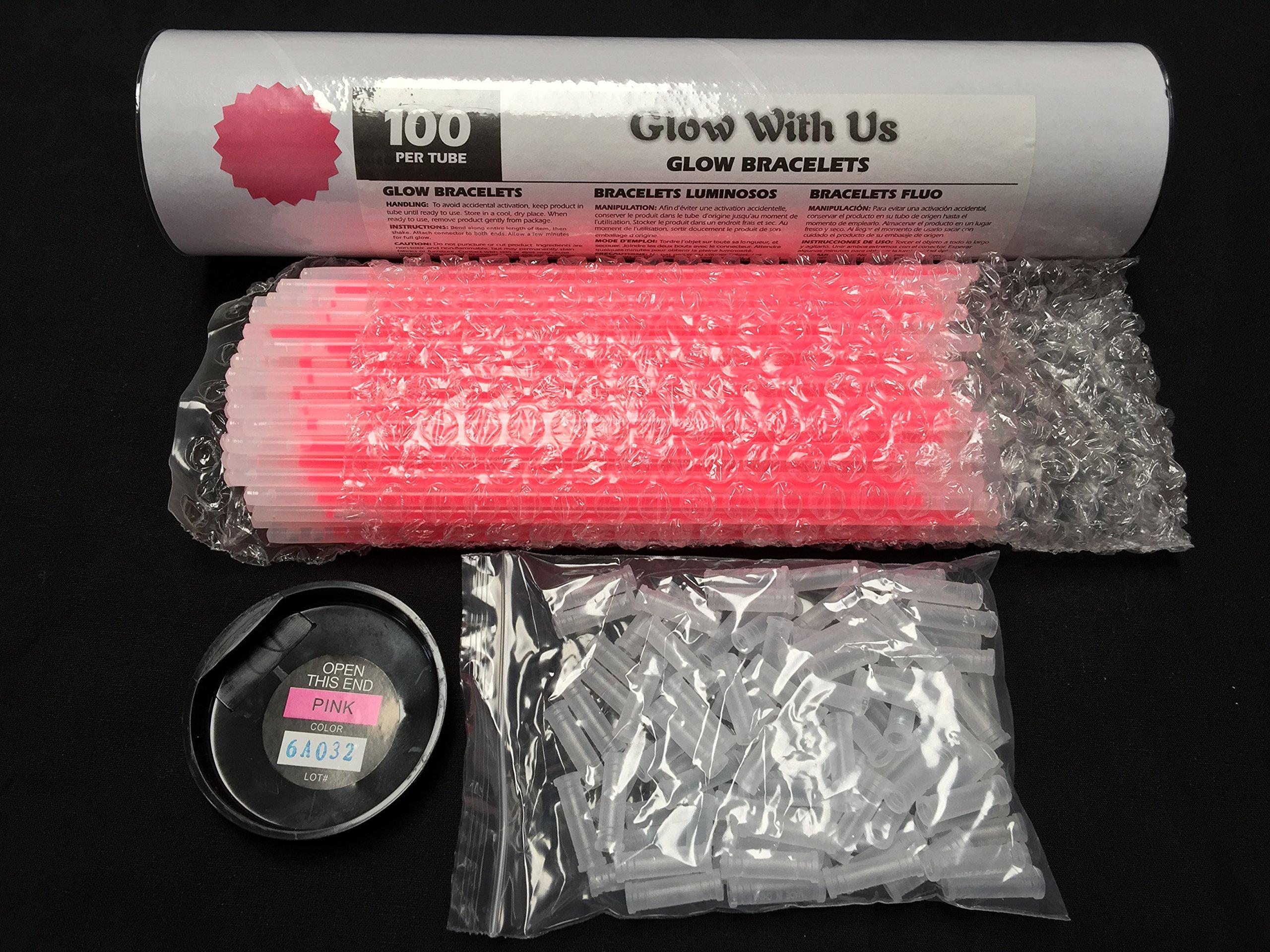 Glow With Us Glow Sticks Bulk Wholesale Bracelets, 1000 8 Pink Glow Stick Glow Bracelets, Bright Color, Glow 8-12 Hrs, Glow Party Favors Supplies, Sturdy Packaging, GlowWithUs Brand