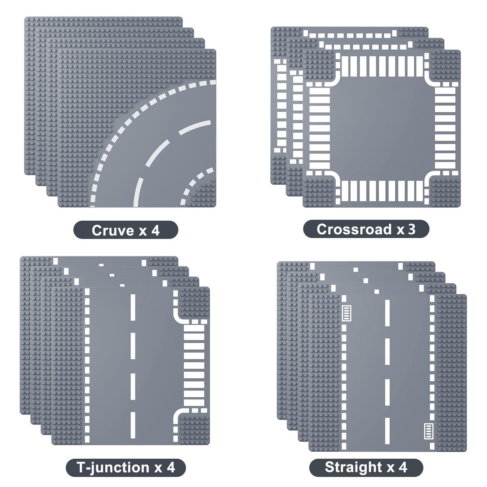 Homikidy Homikidy Road Base Plates for City Road Building Block,15 City Street Plates, 10\"x10\"Road Baseplates for City Street
