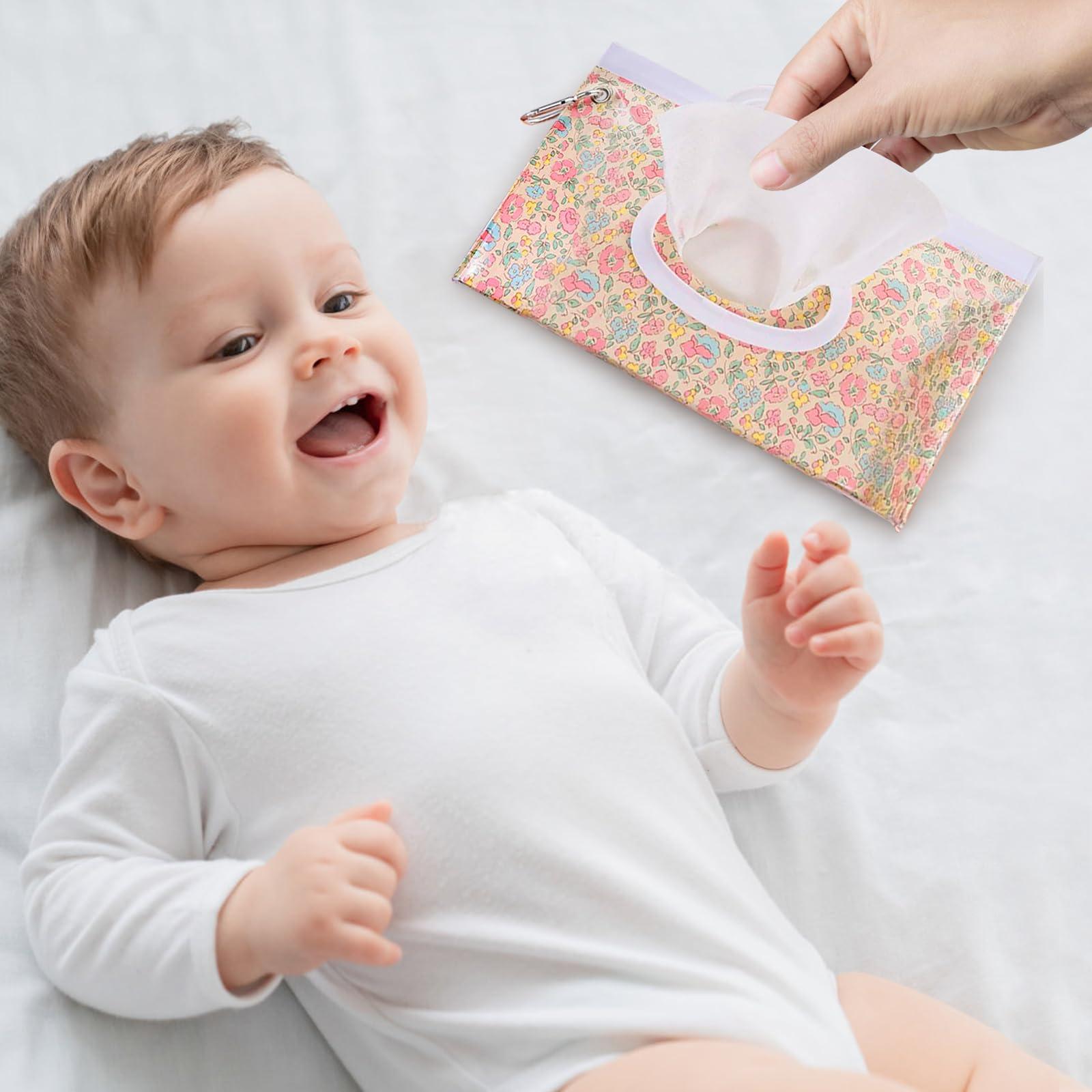 YAHUIPEIUS 2Packs Baby Wipes Dispenser Portable Baby Wipe Holder Refillable Wet Wipes Container Reusable Travel Wipes Case, Keeps Wipes Fresh(Blue)