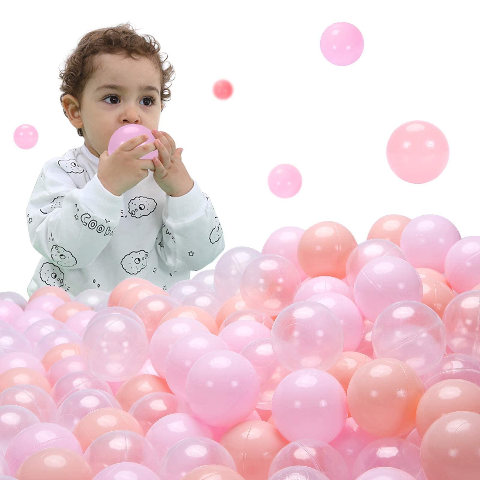 STARBOLO STARBOLO Ball Pit Balls for Toddlers- Pack of 100 Phthalate Free BPA Free Non-Toxic 2.17-Inch Crush Proof Play Balls (Pink/Light Pink/Transparent).