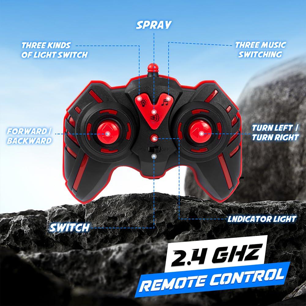 Rhybor Rhybor Remote Control Dinosaur Car, 2.4GHz All Terrain Remote Control Monster Truck, RC Dinosaur Monster Car, Spray Music Monster Truck RC Cars for Boys 4-7 8-12 and Girls