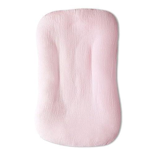 Hooyax Hooyax Muslin Baby Lounger Cover Soft Organic Cotton Slipcover Fits Newborn Lounger for Baby Boys and Girls (Pink)