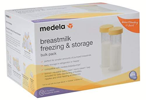 Medela Medela Breast Milk Storage Bottles, 2.7 Ounce Containers, Leak Proof Lids, Breastmilk Freezer or Refrigerator Storage, Made Without BPA , 12 Count (Pack of 1 )