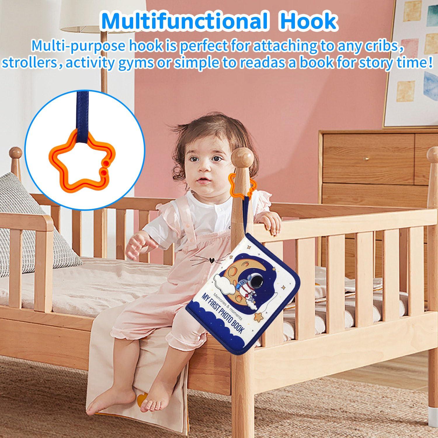 Mewise Baby's First Photo Book, First Year Baby Memory Book,Personalized Fabric Photo Album,Family Photo Album,My First Baby Photo Album 4x6 (Astronaut)