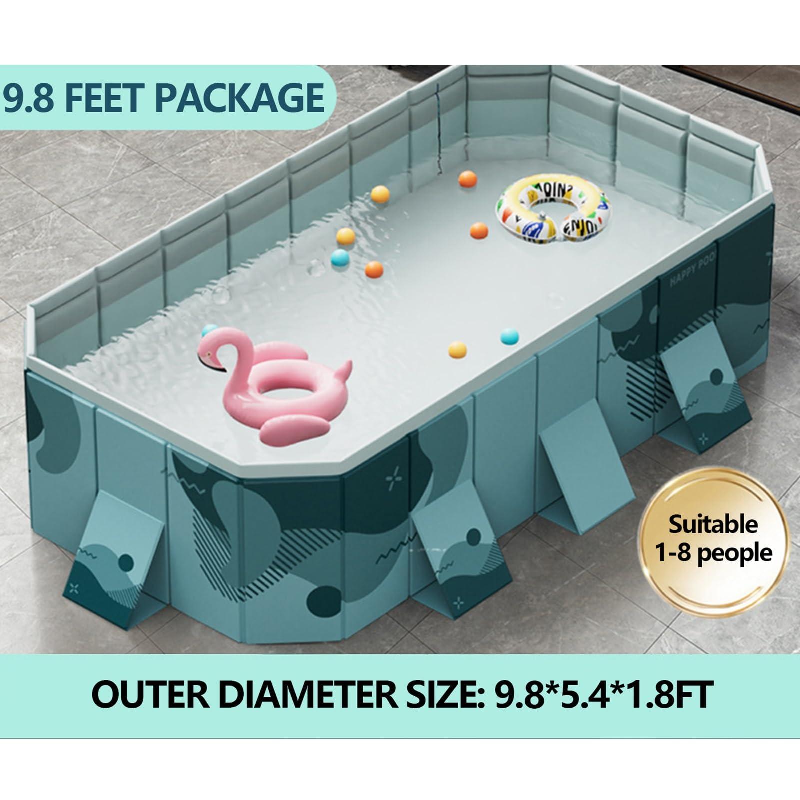 SINBAISHUNYYT Foldable Swimming Pools for Kids, Foldable Non-Inflatable Kids' and Adults' Outdoor Swimming Pool, Hard Plastic Shell Portable Pool, Kiddie Swimming Pool for Outdoor Patio(Size:9.8 * 5.4 * 1.8FT)