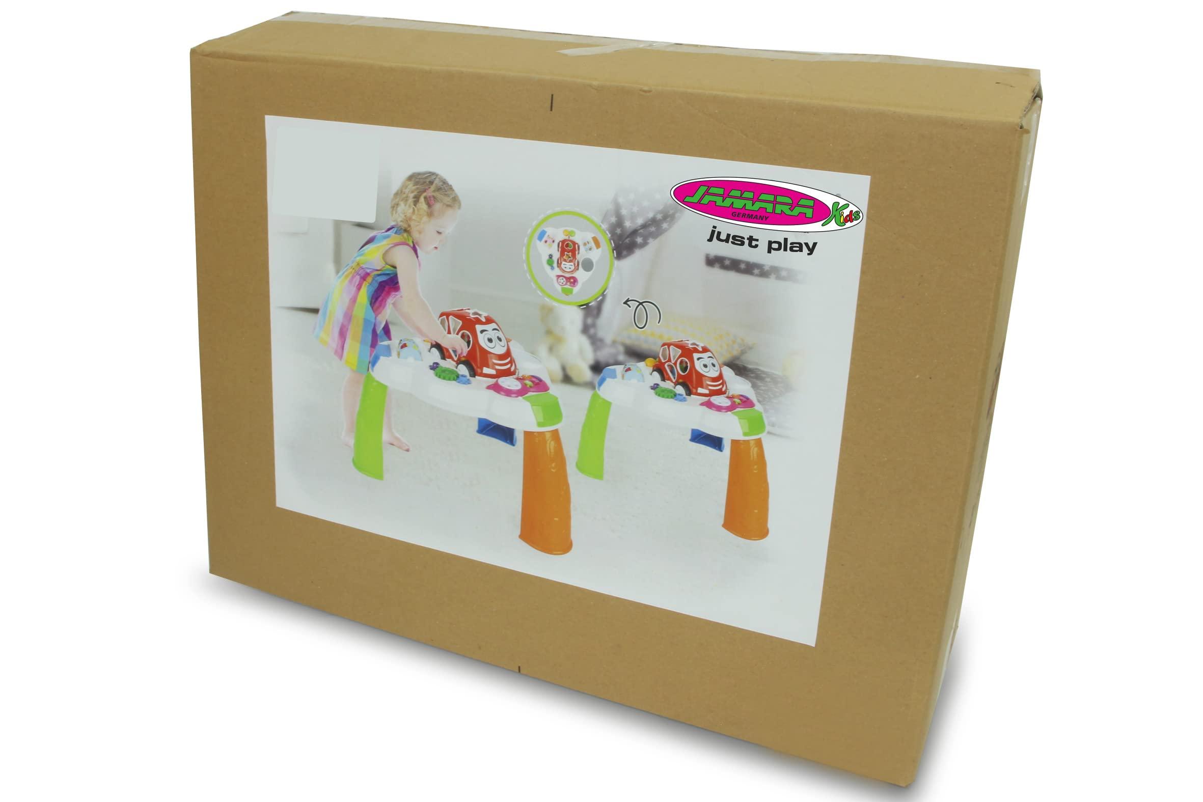 Jamara JAMARA Game Table with Shaped Car and Mobile Phone - Promotes Fine and Gross Motor Skills, Music, LED Light Effects, 10 Shapes in 5 Colours, Mirror, Smooth-Running Plastic Wheels, 13 Pieces