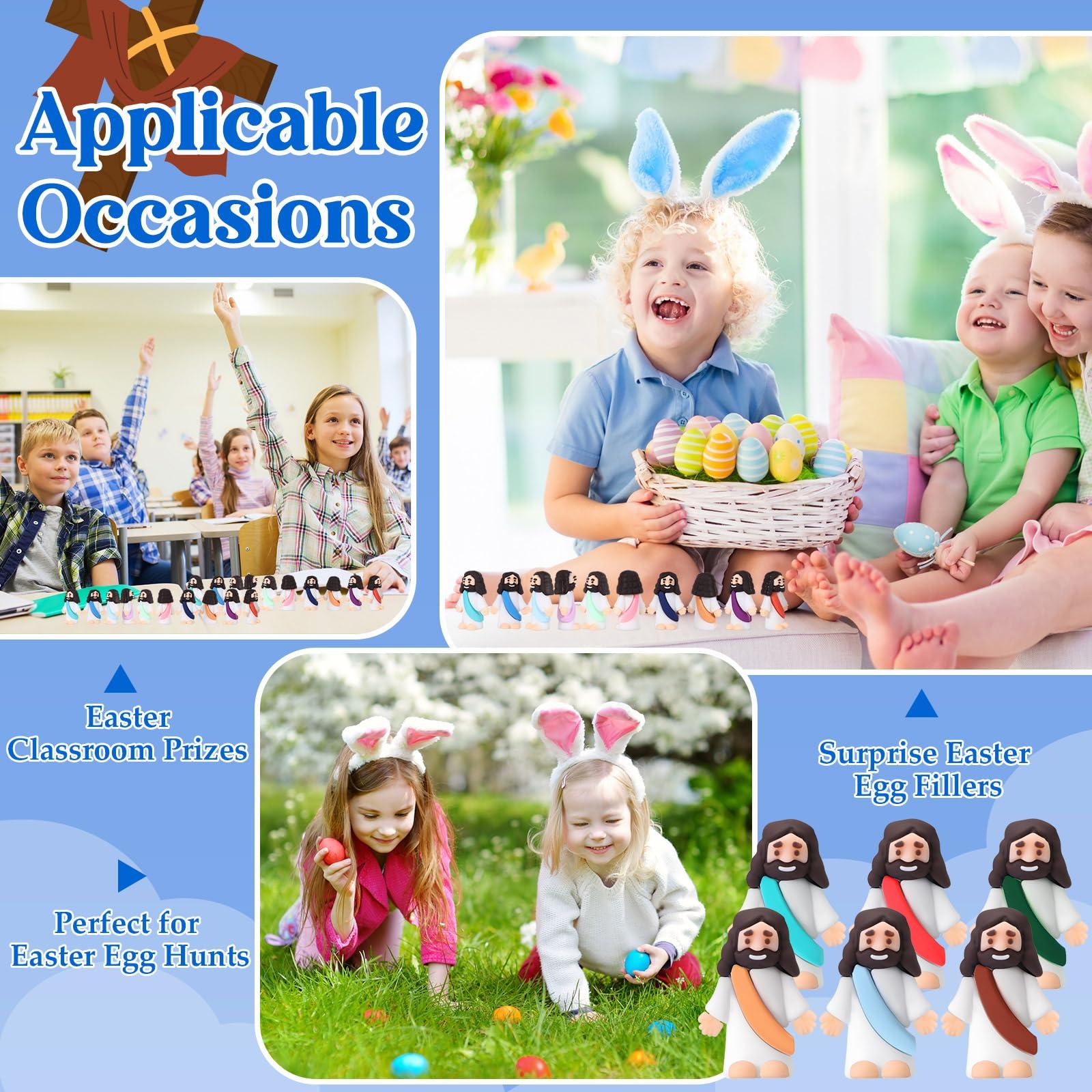 Sumind Sumind 50 Pcs Jesus Toys Original Design Mini Rubber Little Jesus Figurine to Hide and Seek Religious Party Favors Sunday School Craft Baptism Gifts for Easter Egg Stuffers (Comprehensive Colors)