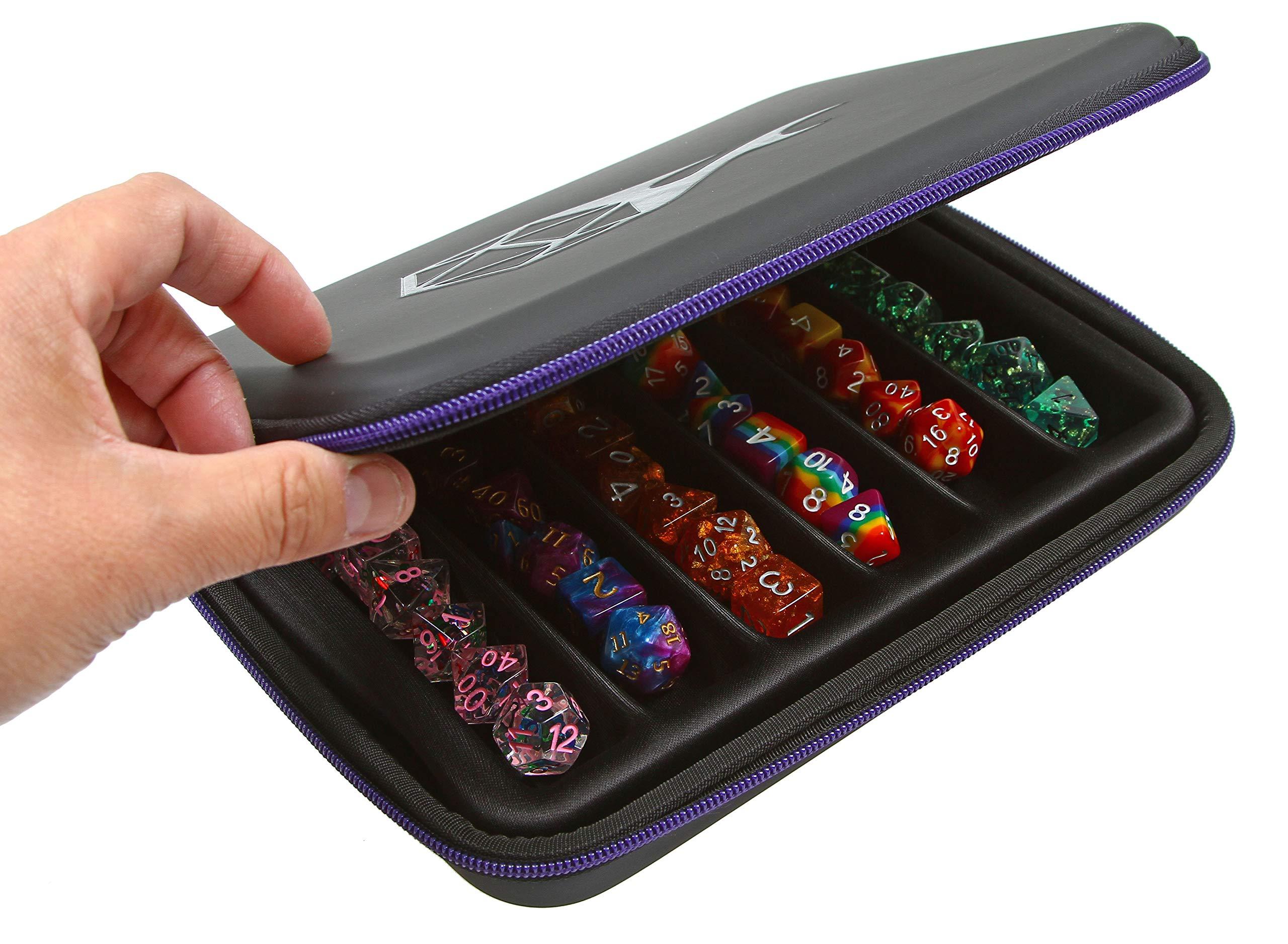 Forged Dice Co. Forged Dice Co. Dice Storage Case with Removable Slotted Tray - Storage Box Holds 42 Metal or Plastic Polyhedral Dice - Dice Tray and Display Case Works with DND and Dungeons & Dragons Game Dice