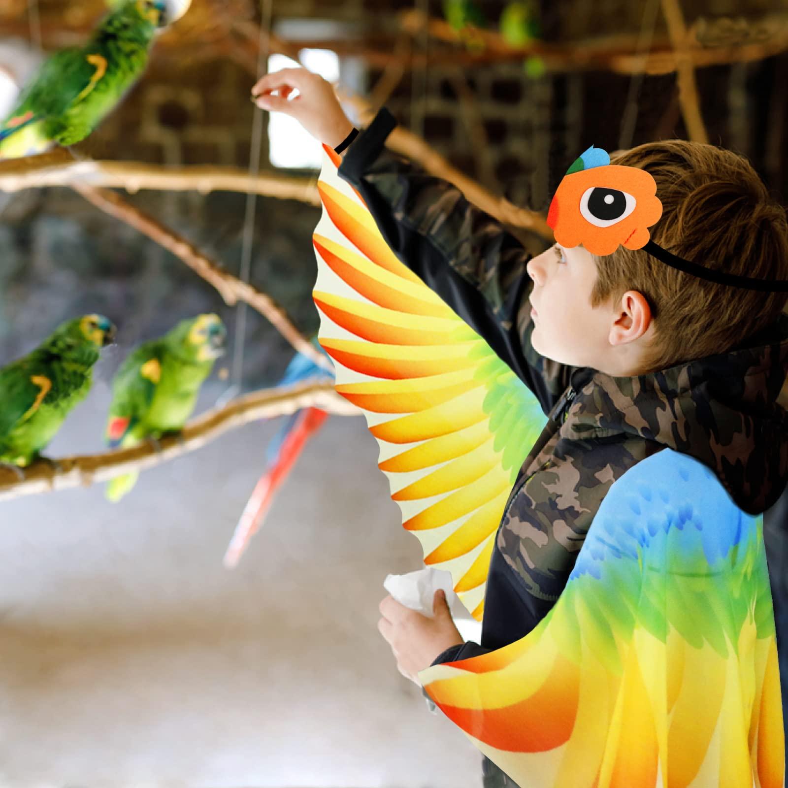 IROLEHOME IROLEHOME Bird-Costume-Parrot-Wings for Kids with Bird Headbands, Boys Girls Eagle Dress-up Cape Halloween Party Favors Gifts